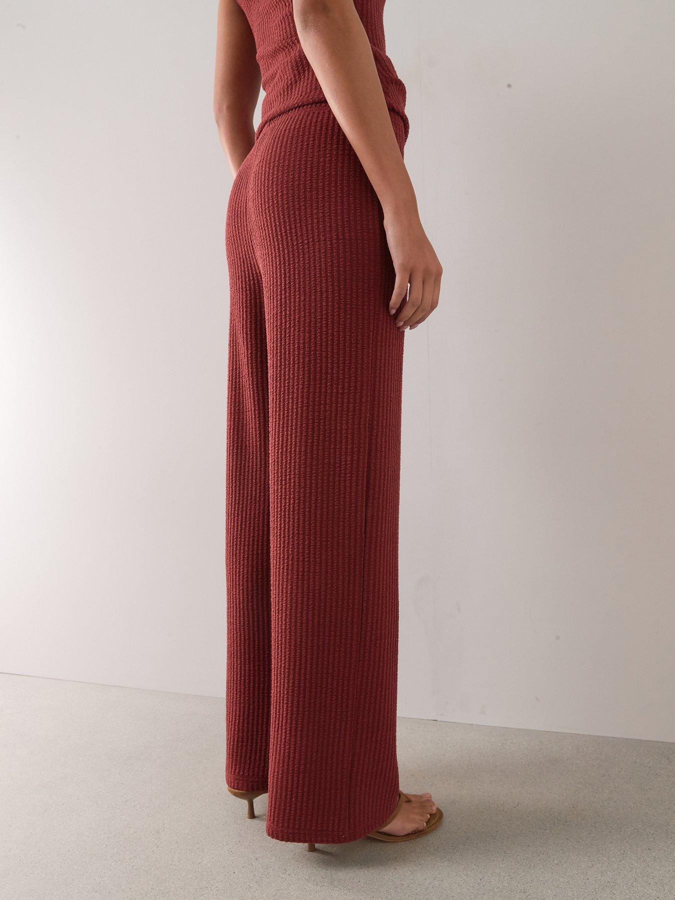 Image 2 of 6 of The Very Collection Ribbed Trouser Co-ord- Rust
