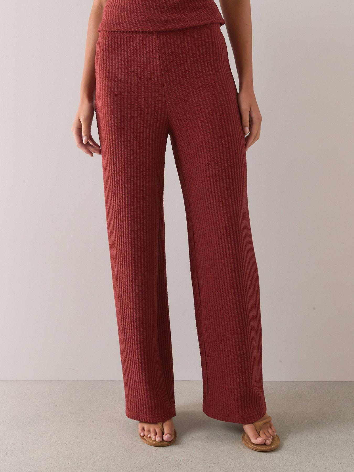Image 4 of 6 of The Very Collection Ribbed Trouser Co-ord- Rust