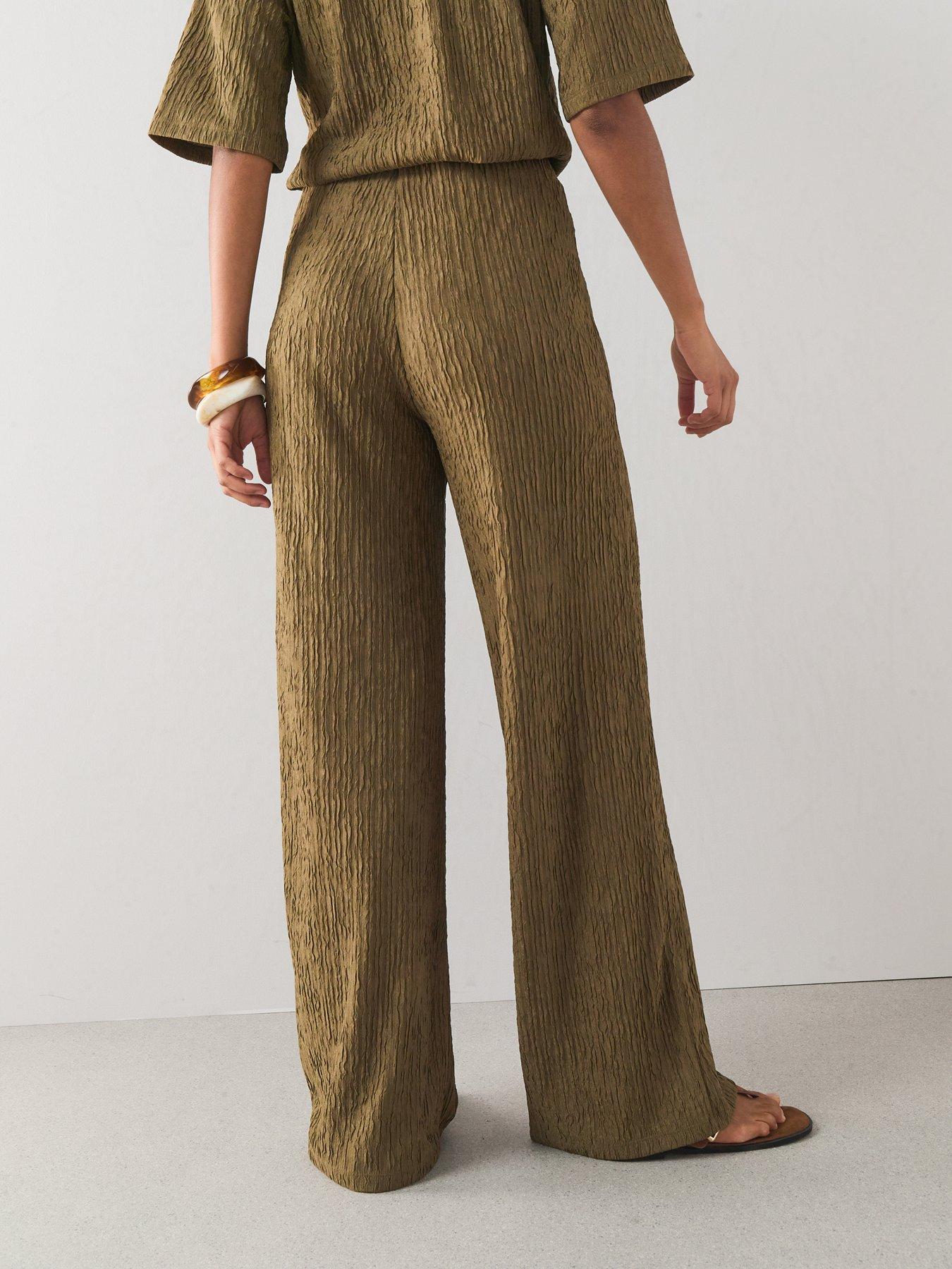 Image 2 of 7 of The Very Collection Textured Wide Leg Trouser Co-Ord - Taupe