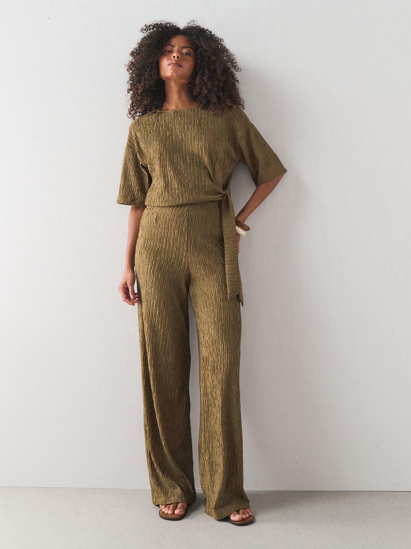 Image 3 of 7 of The Very Collection Textured Wide Leg Trouser Co-Ord - Taupe