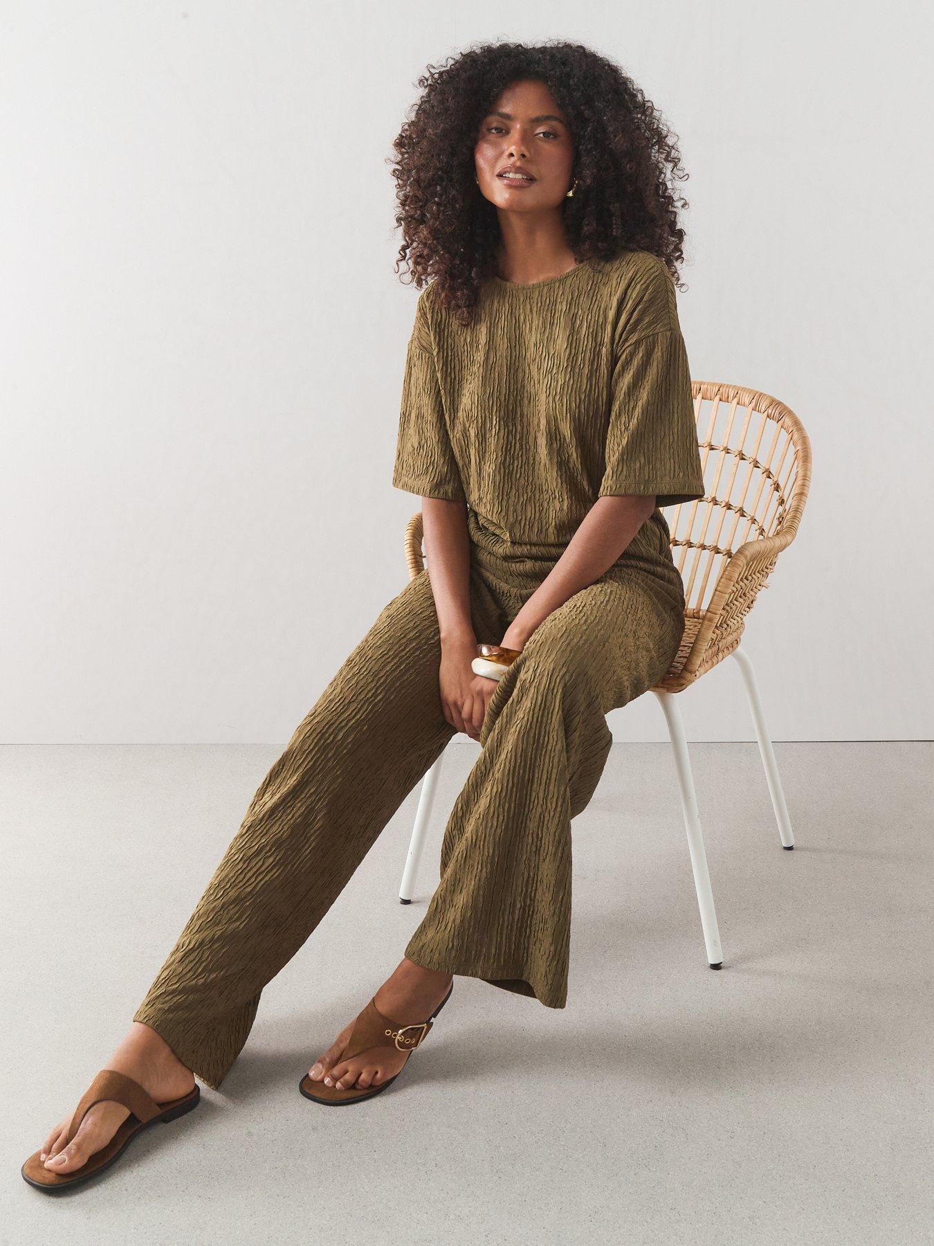 Image 5 of 7 of The Very Collection Textured Wide Leg Trouser Co-Ord - Taupe