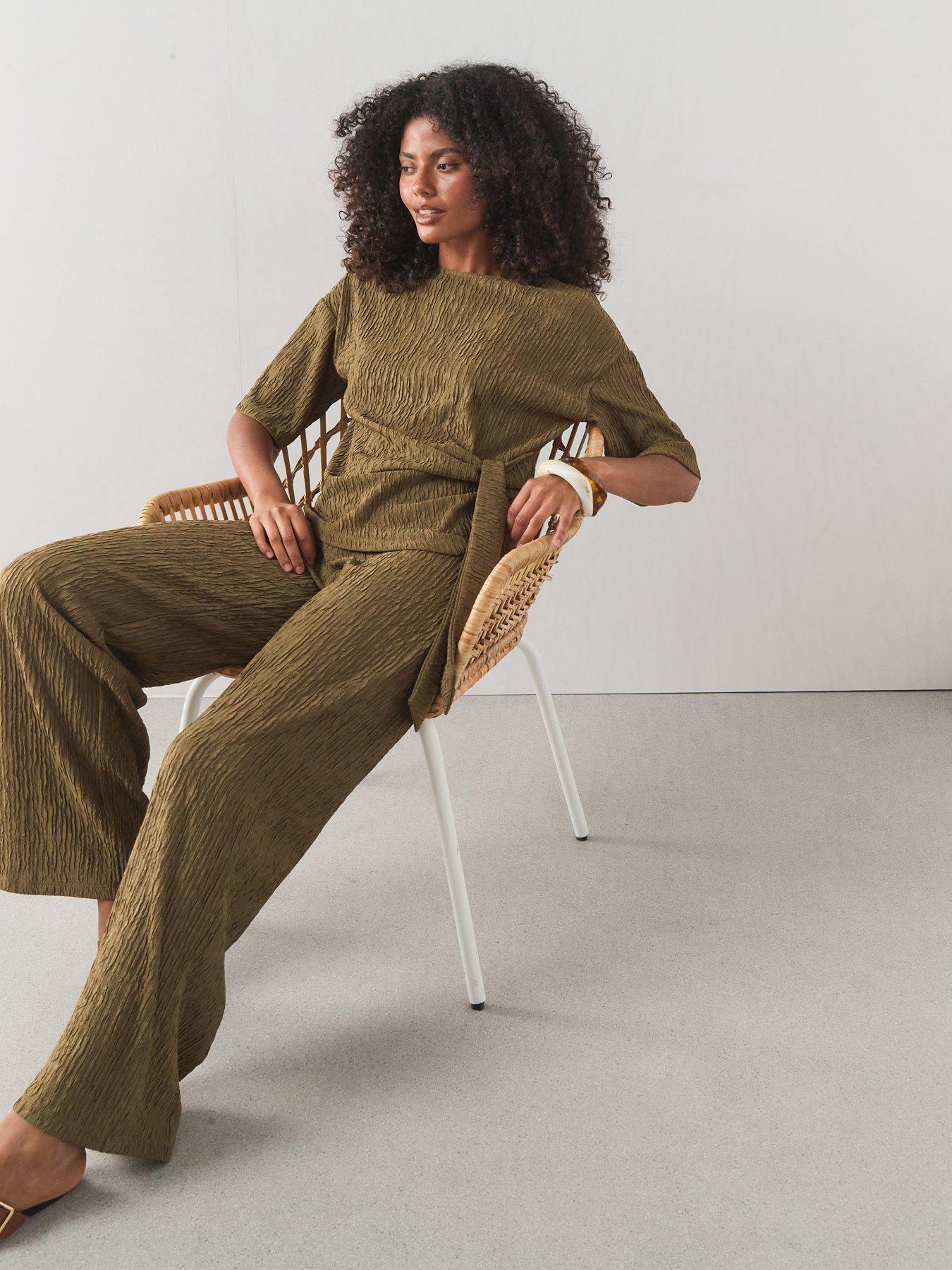 Image 6 of 7 of The Very Collection Textured Wide Leg Trouser Co-Ord - Taupe