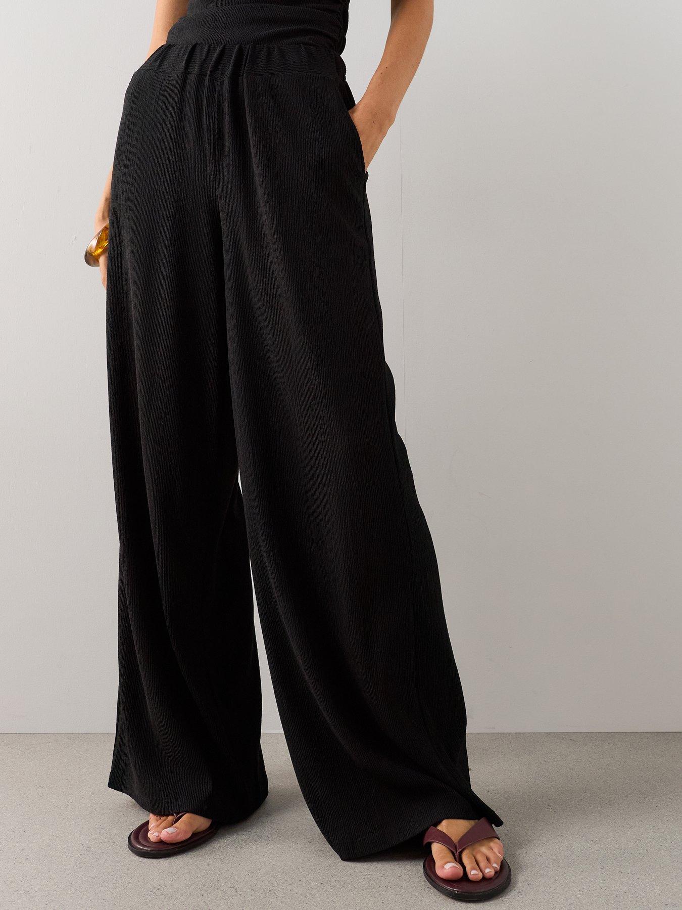 Image 3 of 7 of The Very Collection Textured Stretch Wide Leg Trouser