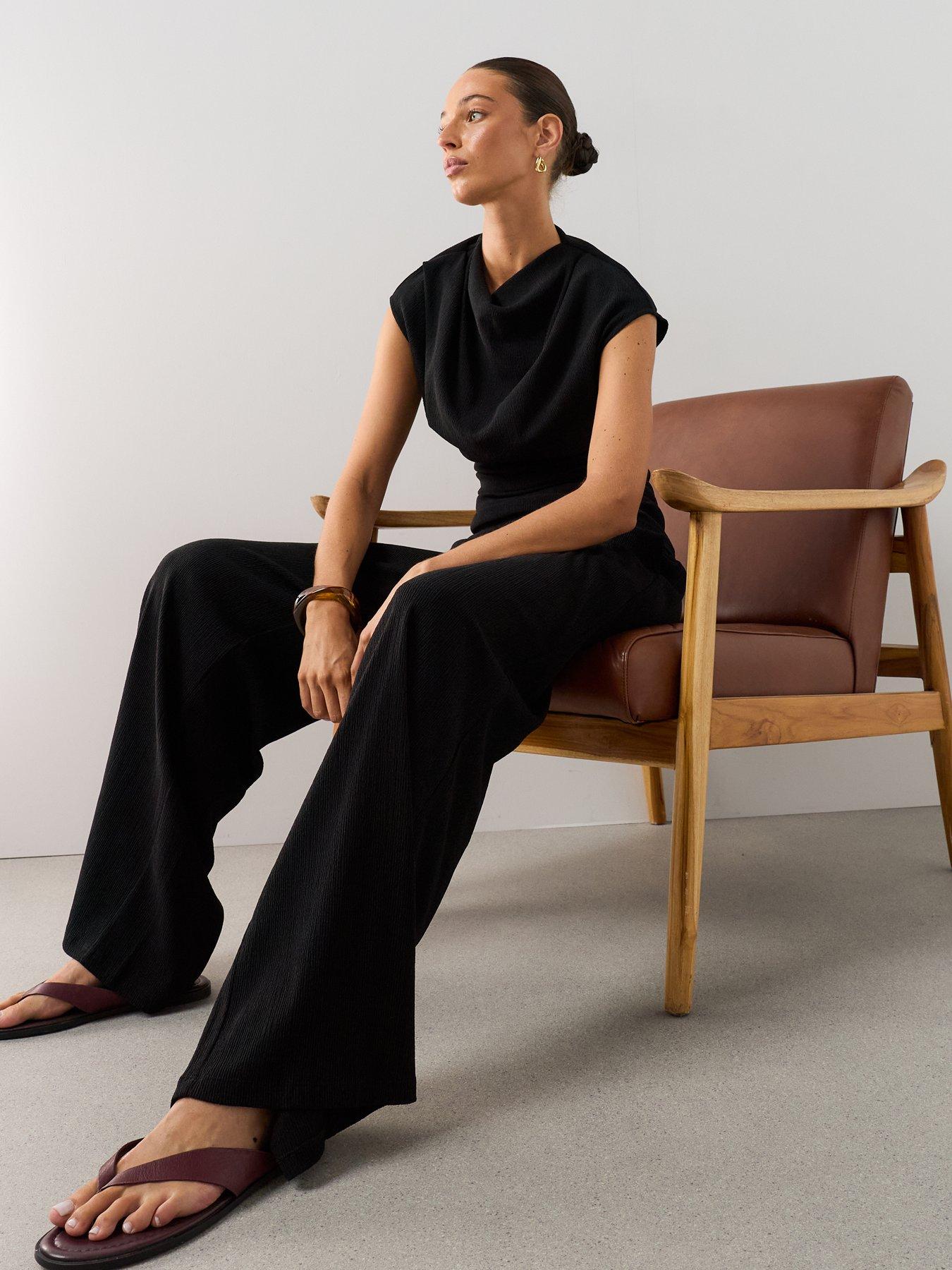 Image 4 of 7 of The Very Collection Textured Stretch Wide Leg Trouser