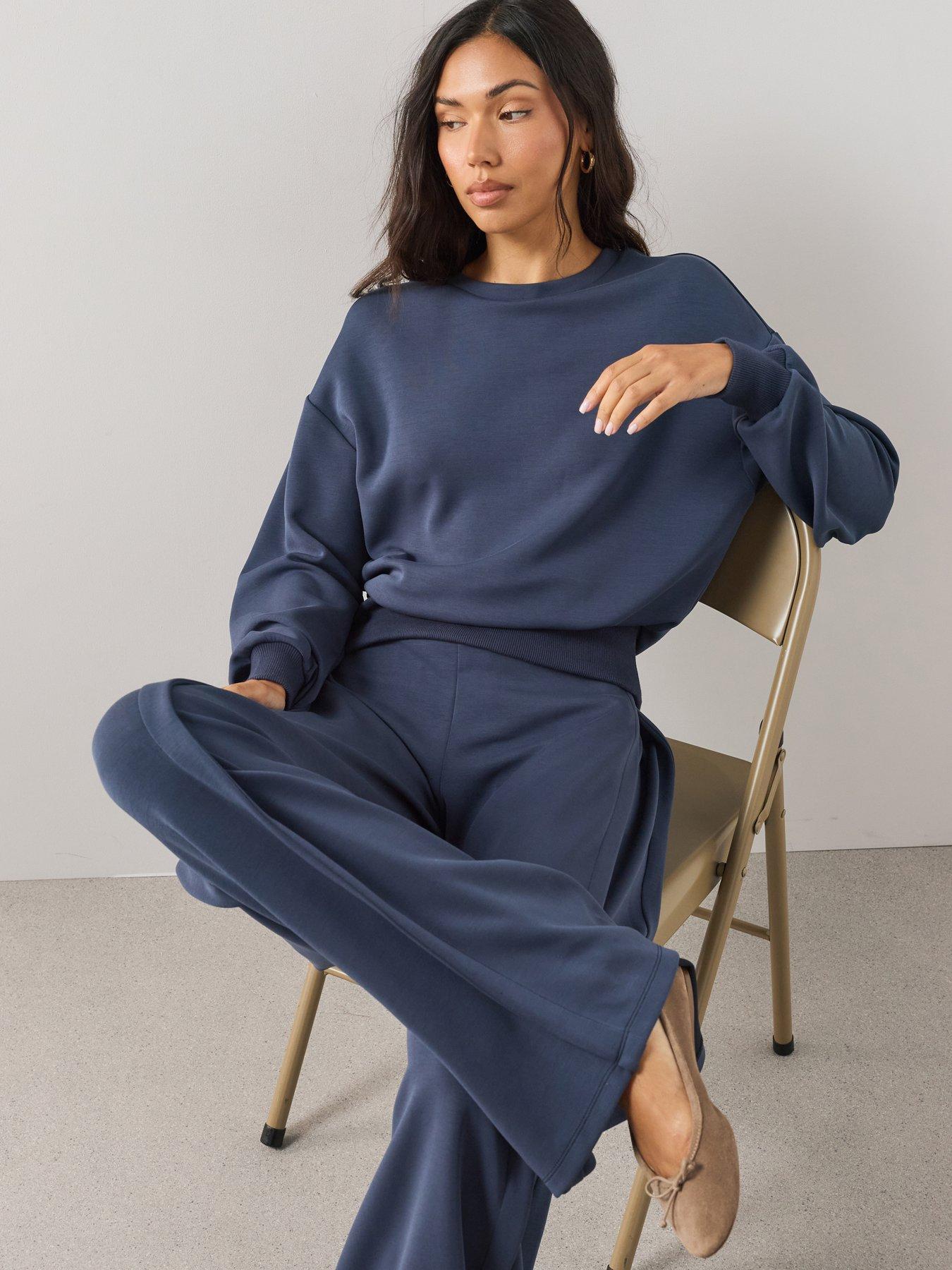 Image 3 of 7 of The Very Collection Modal Pleated Wide Leg Co-Ord Trousers - Navy