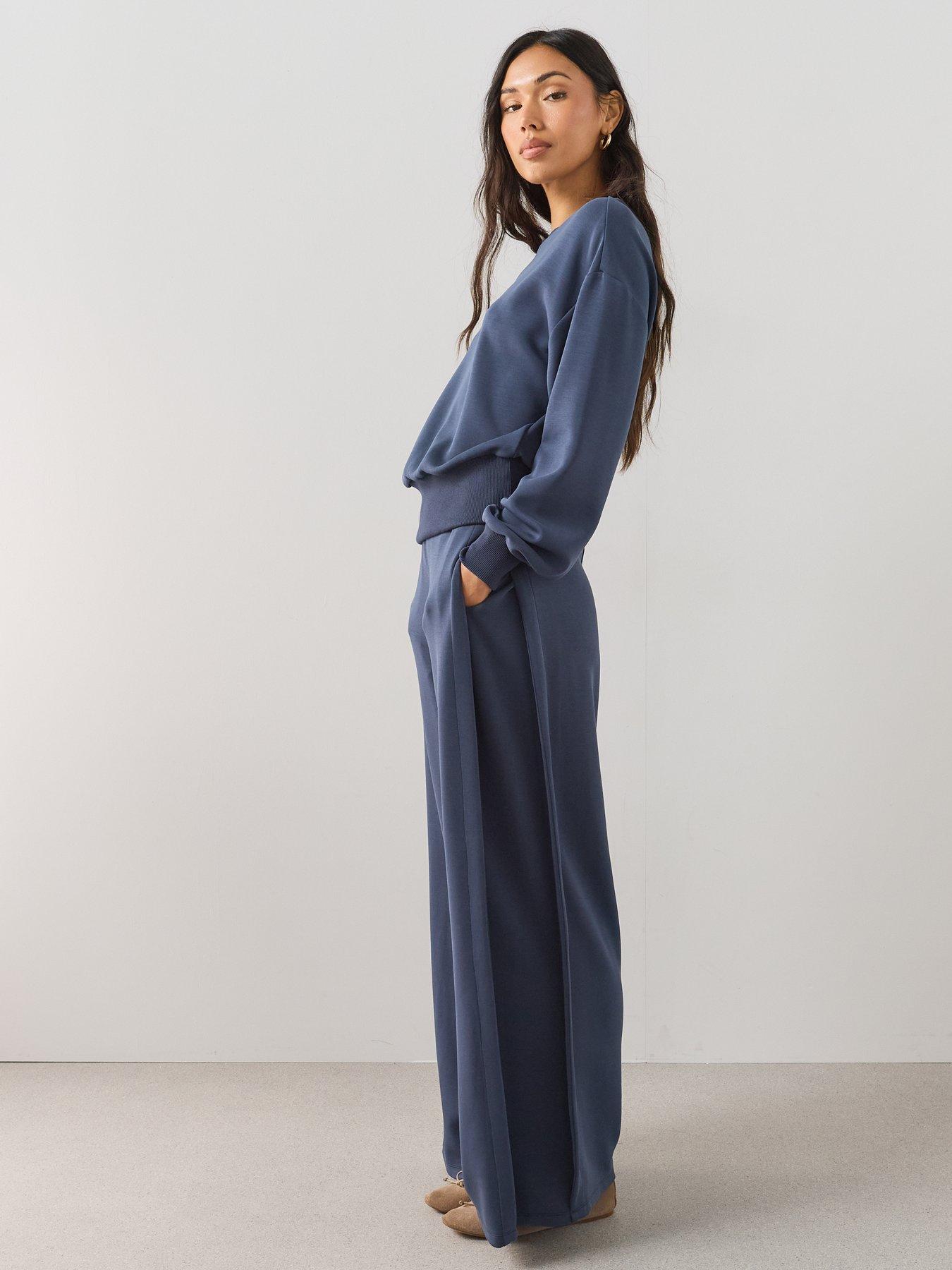 Image 6 of 7 of The Very Collection Modal Pleated Wide Leg Co-Ord Trousers - Navy