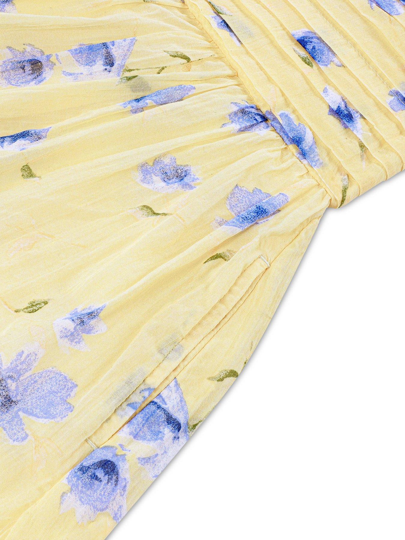 Image 4 of 4 of Abercrombie & Fitch Girls Emerson Gauze Puff Sleeve Dress - Yellow