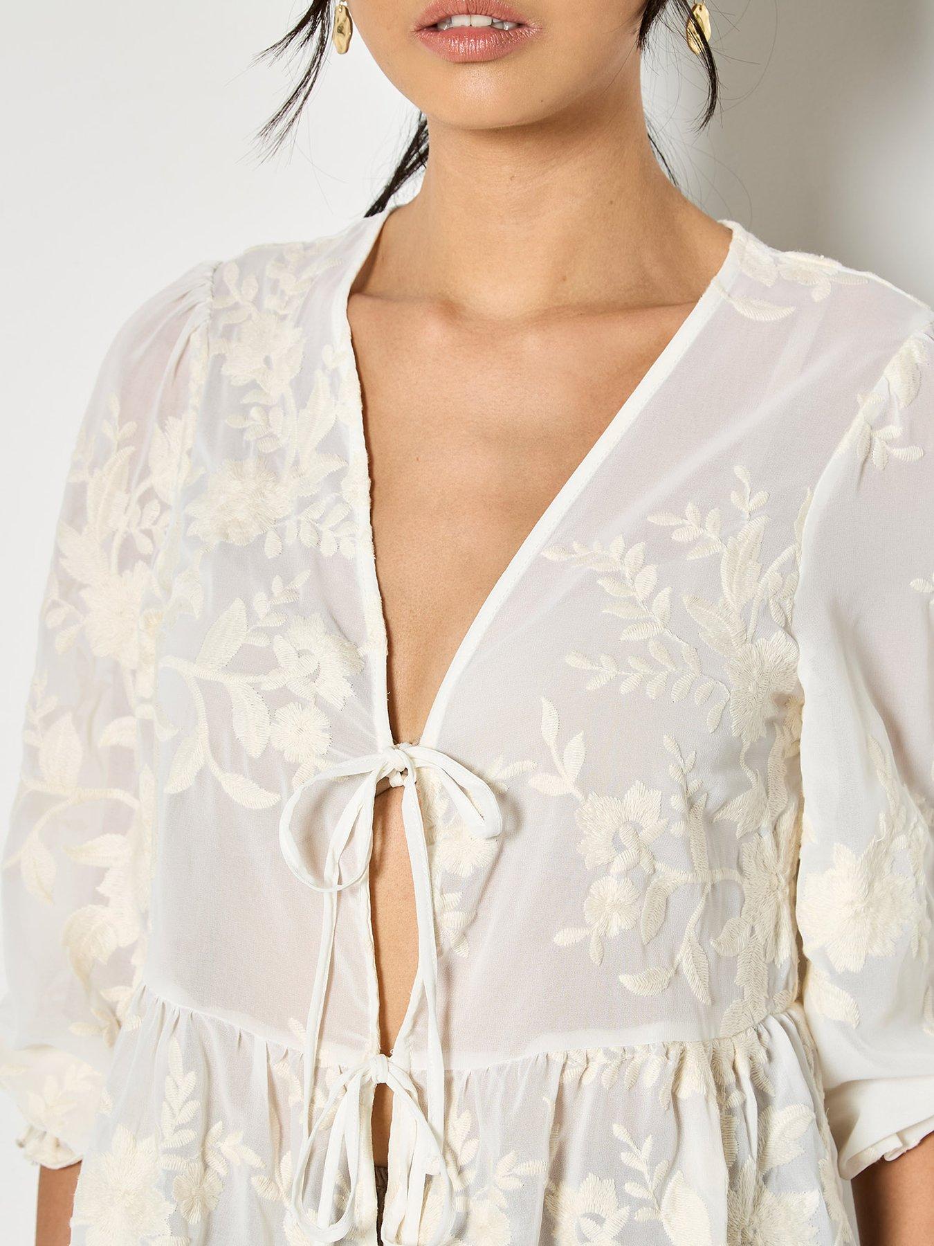 apricot-apricot-embroidered-chiffon-peplum-topoutfit