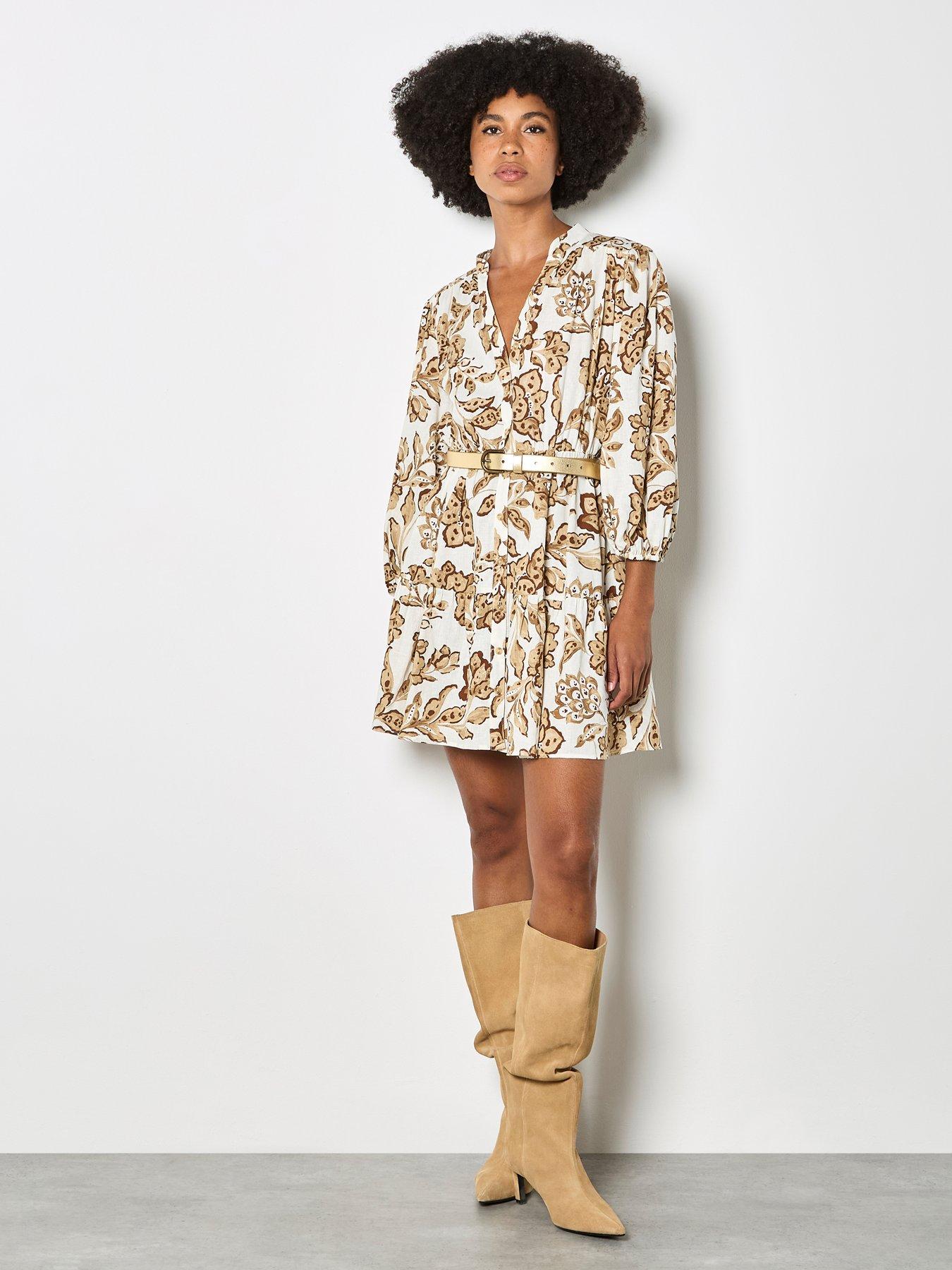 Image 3 of 4 of Apricot Apricot Boho Painterly Sarsa Prnt Dress