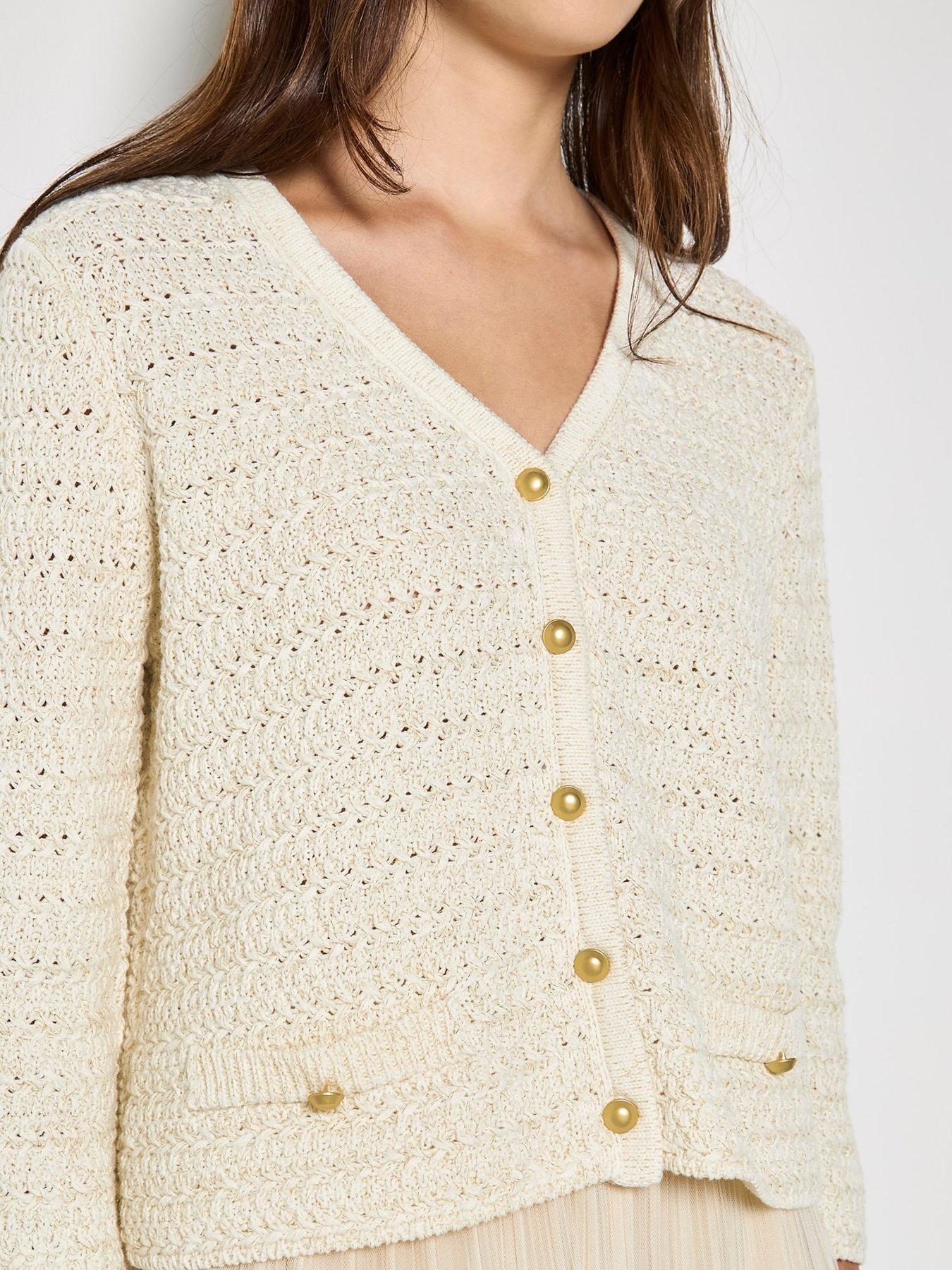 Image 4 of 5 of Apricot Apricot Metal Button Sparkle Cardigan