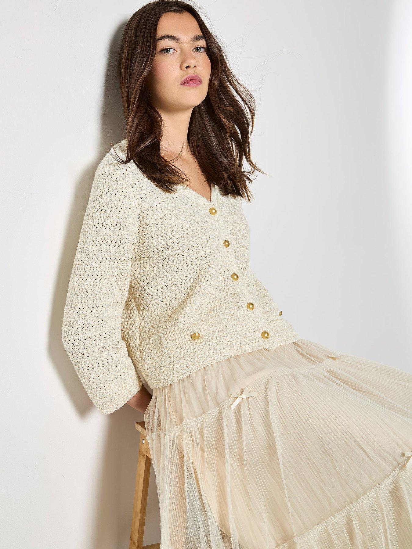 Image 5 of 5 of Apricot Apricot Metal Button Sparkle Cardigan