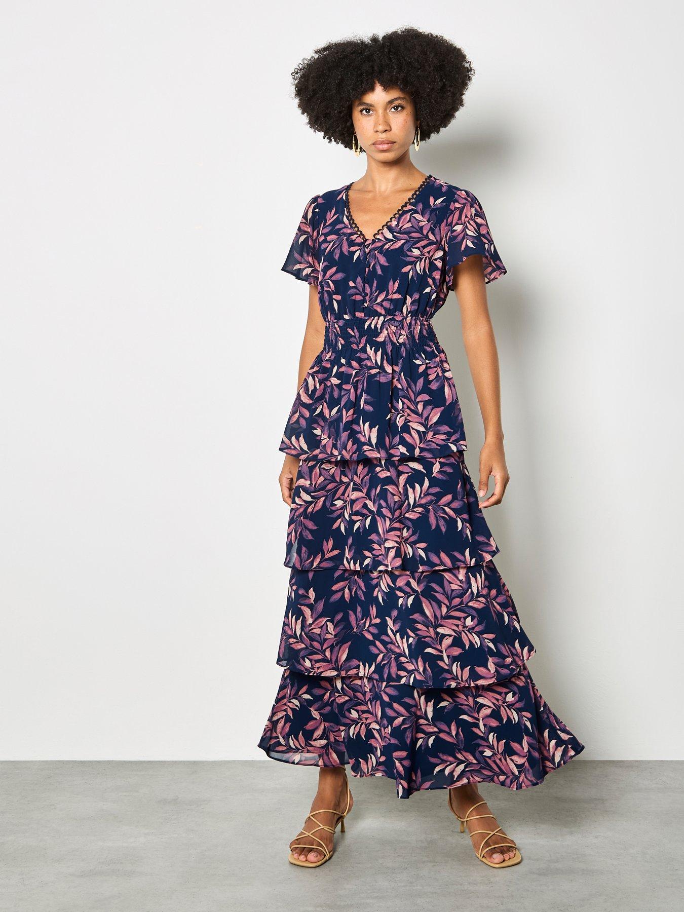 apricot-apricot-tiered-leaf-print-dressdetail