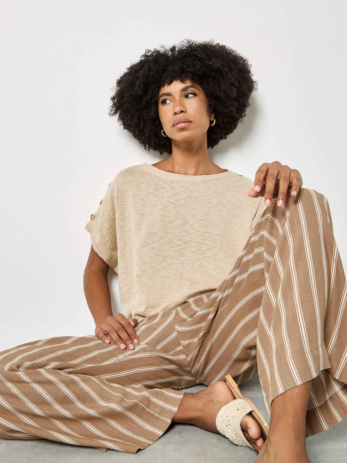 apricot-apricot-stripe-linen-mix-trousersoutfit
