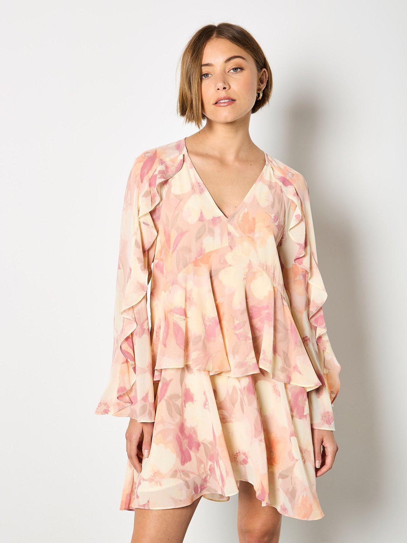 Apricot Apricot Printed Ruffle Baby Doll Dress