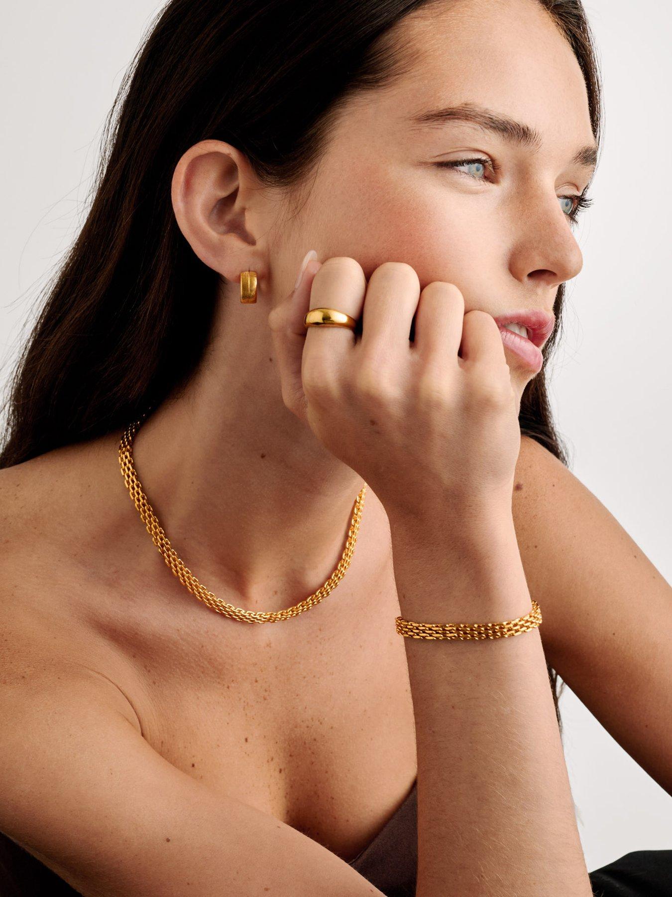 katie-loxton-braid-chain-necklace-gold-coated-40cm-5cm-extenderfront