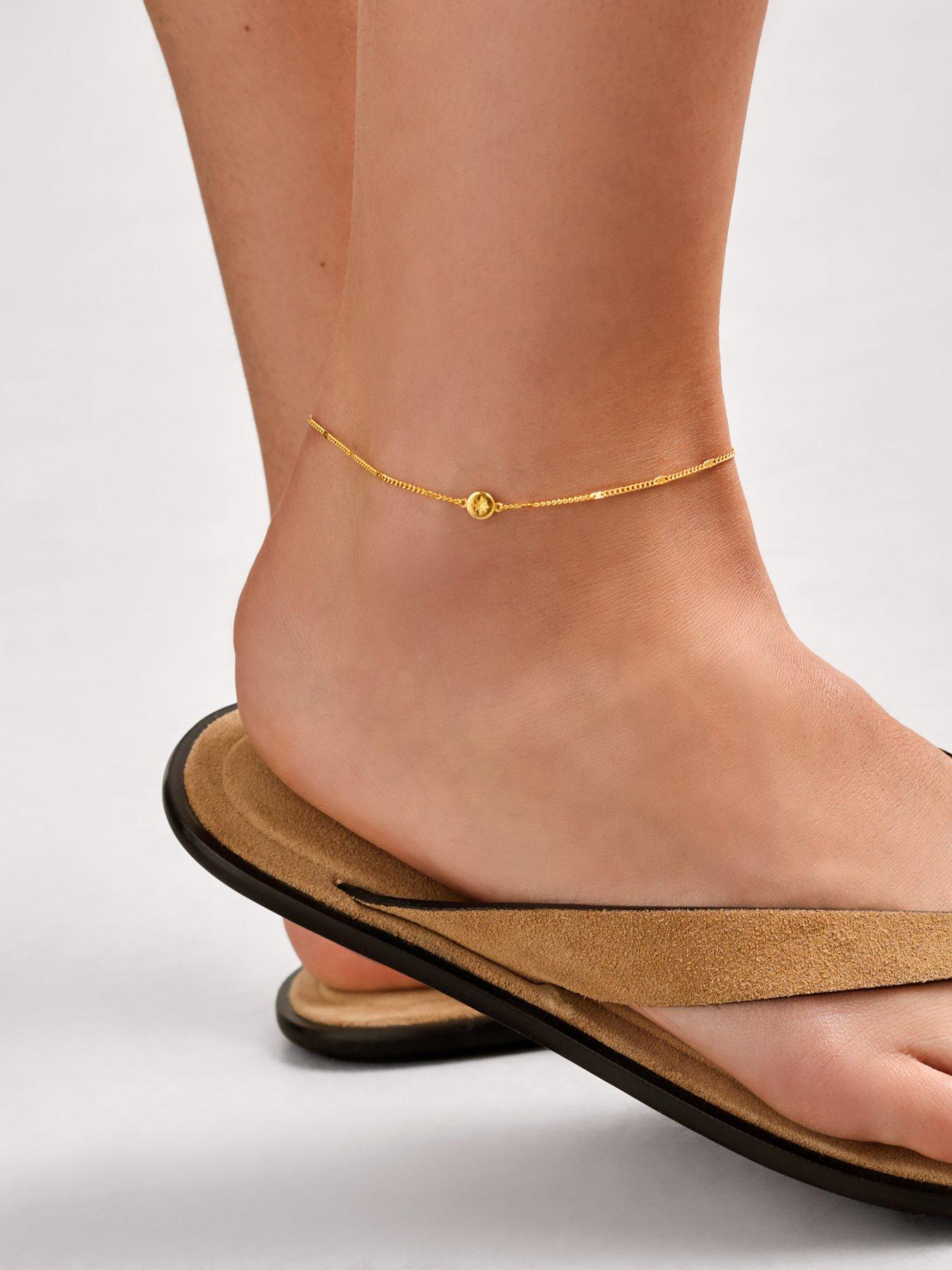 Katie Loxton APHIRA ANKLET , Gold Coated , 23cm + 3cm extender
