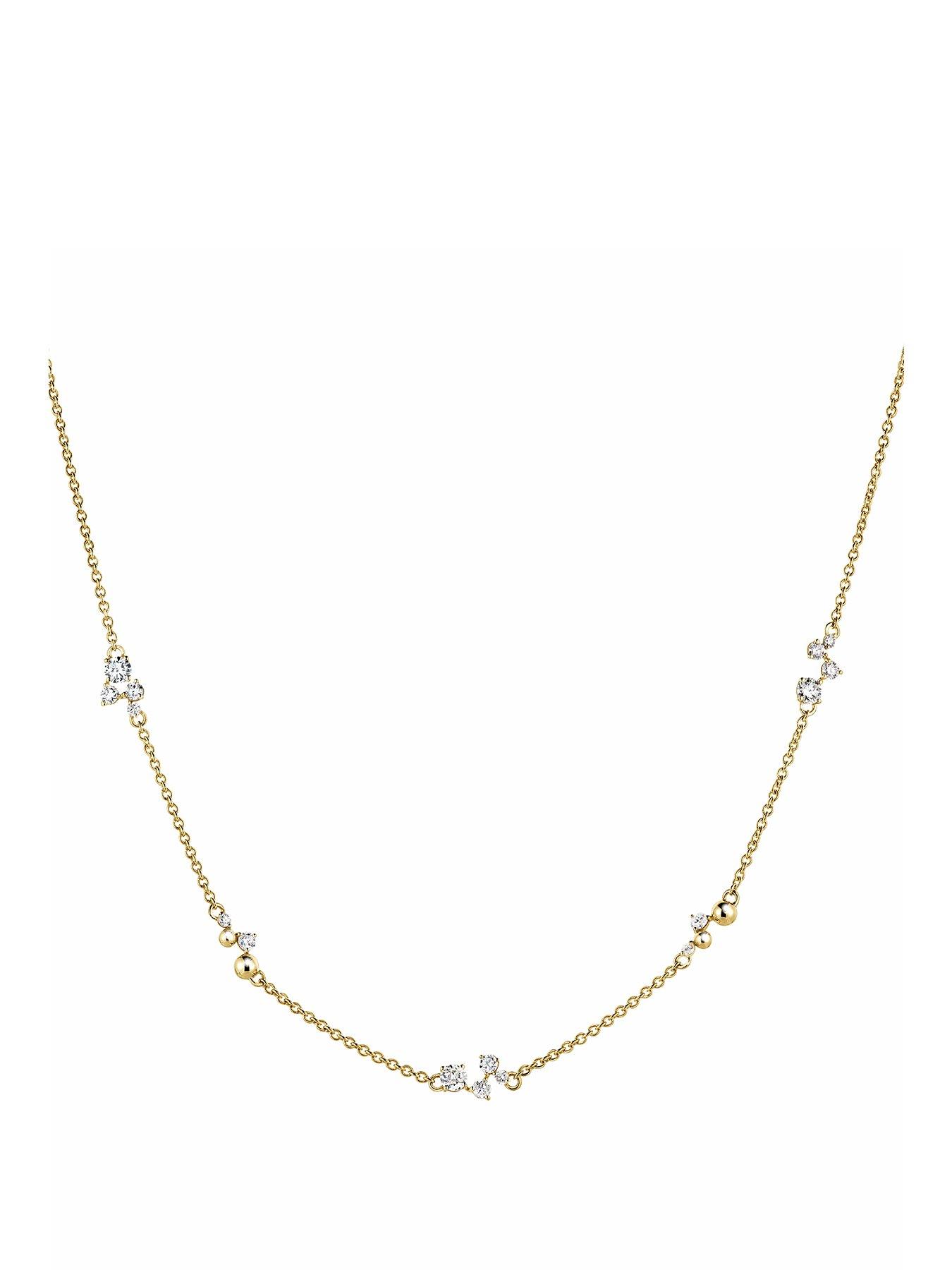 Created Brilliance Luna Necklace 9ct Yellow Gold 0.52ct tw. Lab Grown Diamond Scatter Necklace 18 Inches