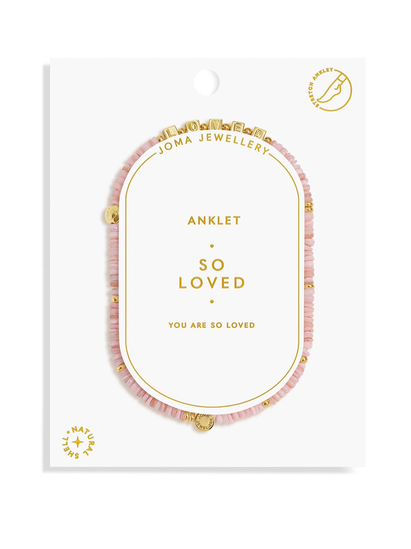 Katie Loxton HAPPY LITTLE MOMENTS ANKLET , SO LOVED , Gold Plated , Anklet , 23cm stretch