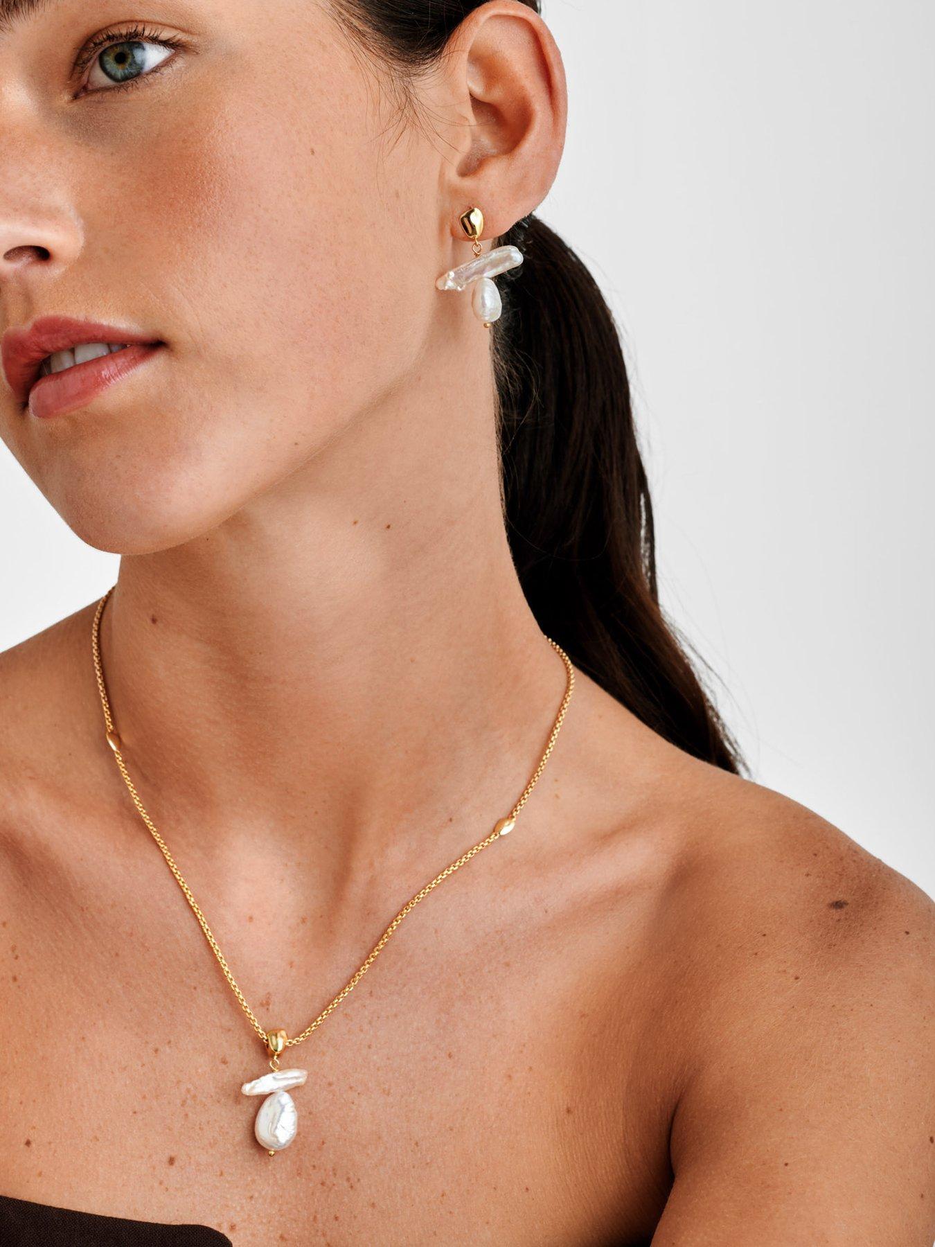 Image 1 of 5 of Katie Loxton SOL PEARL NECKLACE , Gold Coated , 45cm + 5cm extender