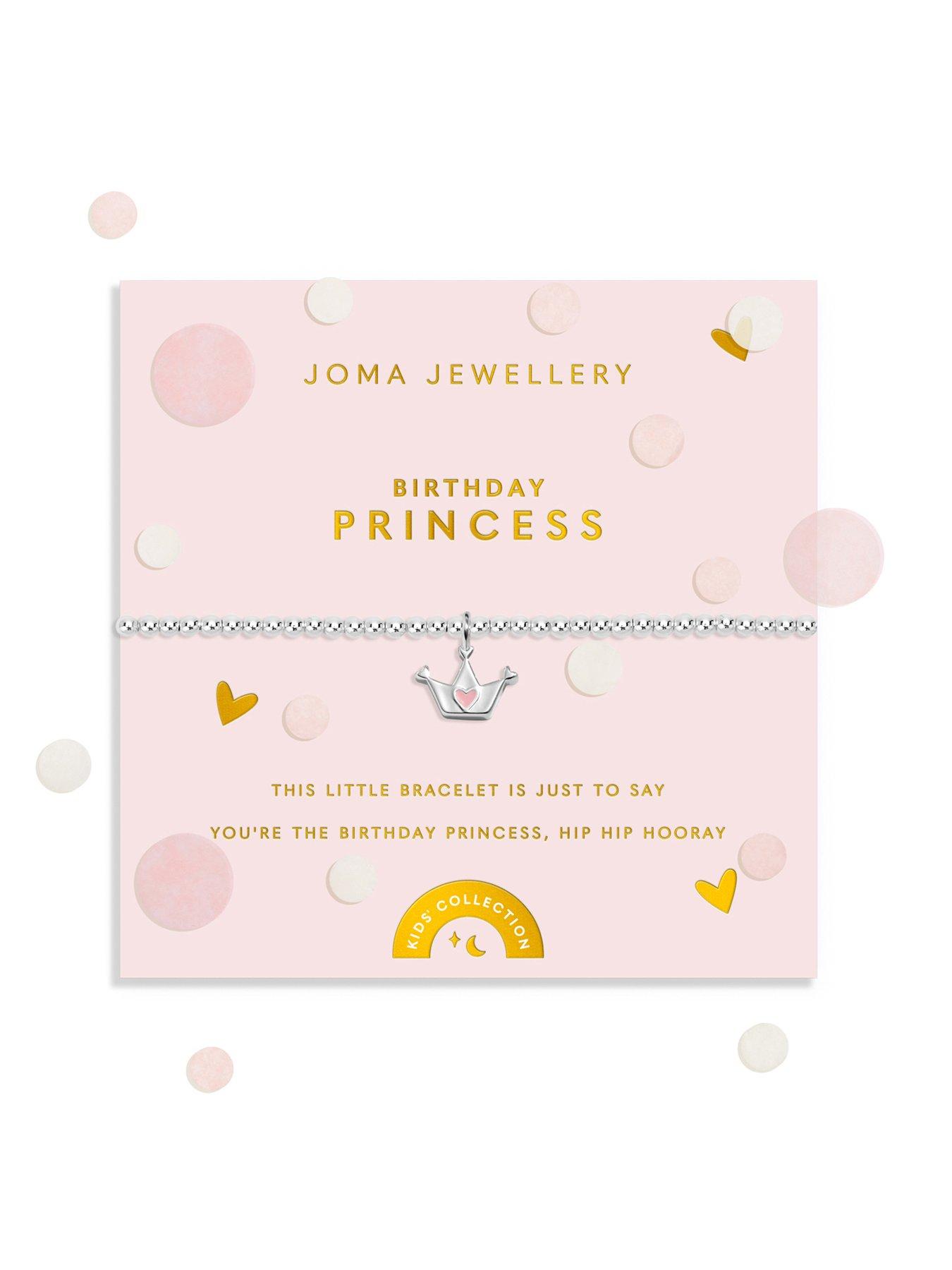 Katie Loxton KIDS' CONFETTI A LITTLE , BIRTHDAY PRINCESS , Silver Plated , Bracelet , 15.5cm stretch