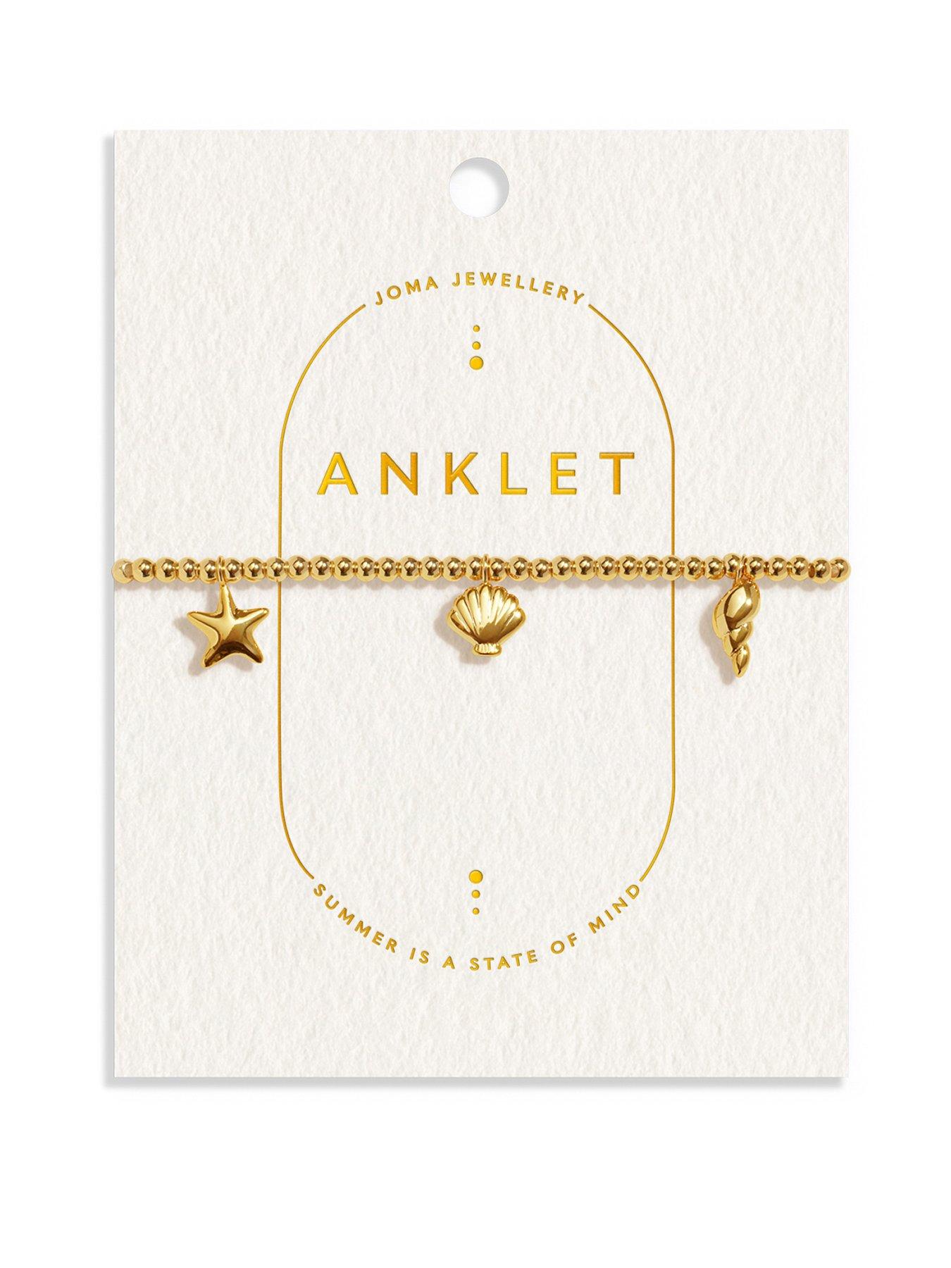 Image 1 of 5 of Joma Jewellery ANKLET , SHELL CHARMS , Gold Plated , Anklet , 23cm stretch