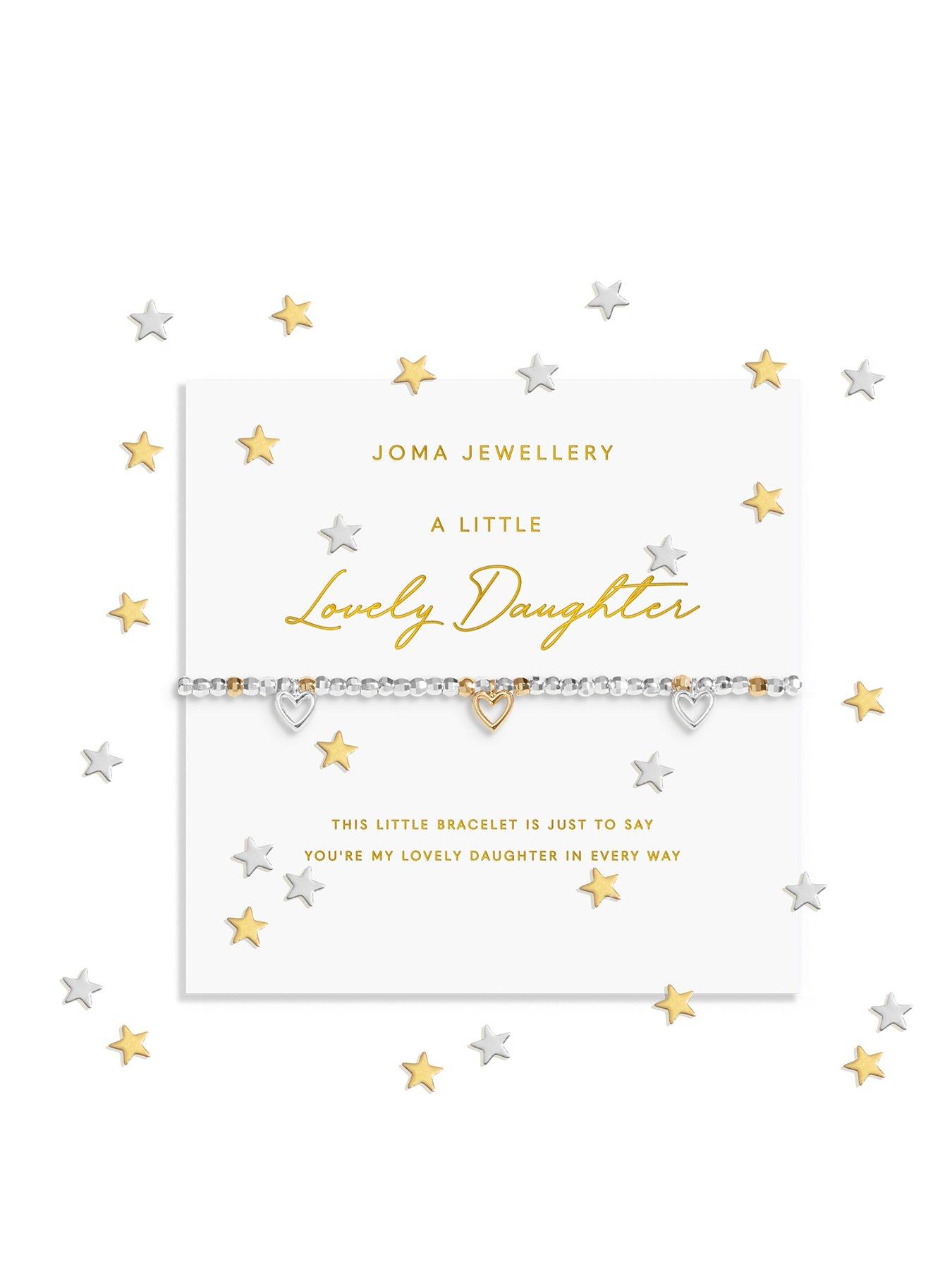Katie Loxton SPARKLE CONFETTI A LITTLE , LOVELY DAUGHTER , Silver & Gold Plated , Bracelet , 17.5cm stretch