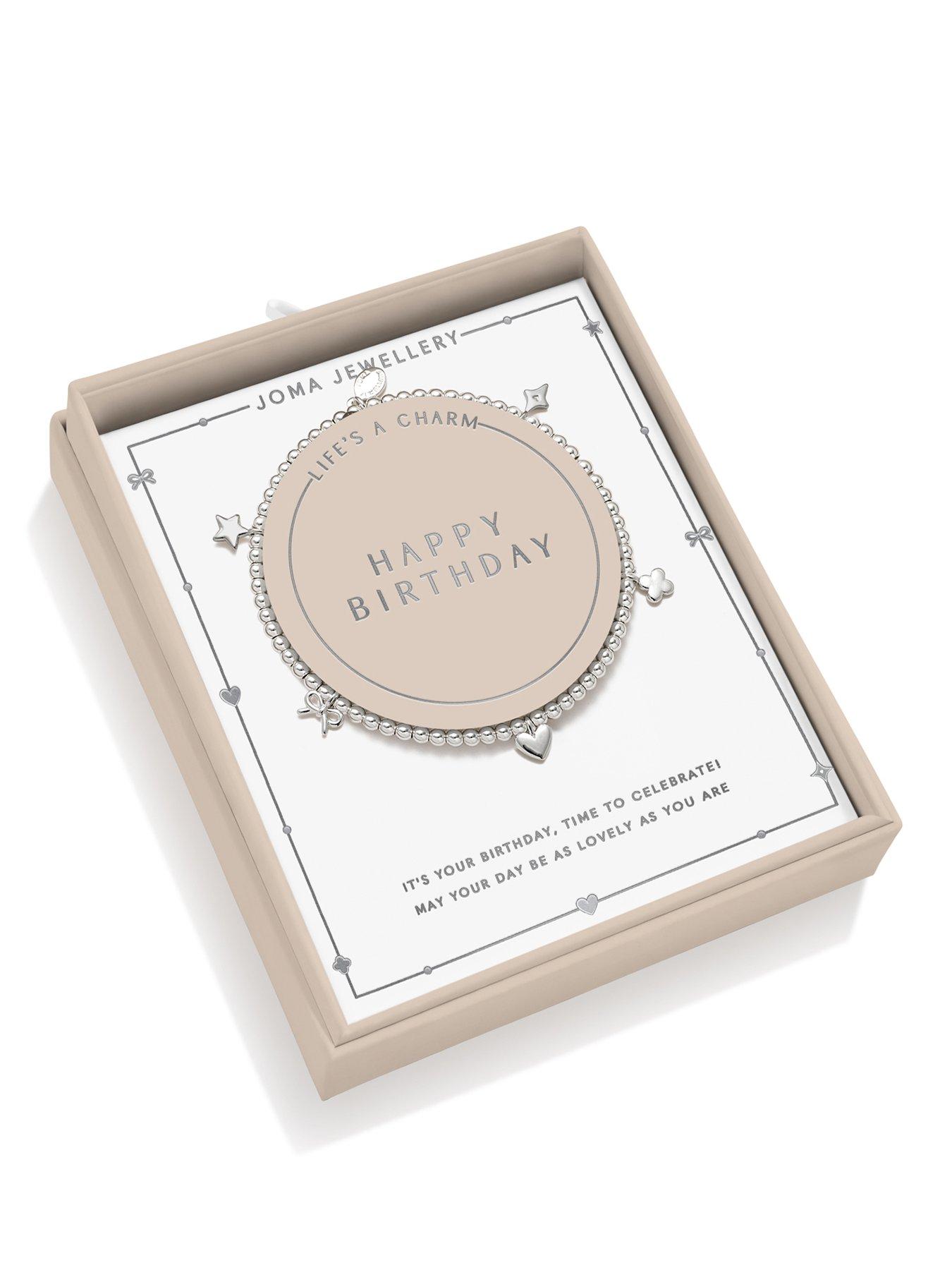Joma Jewellery LIFE'S A CHARM , HAPPY BIRTHDAY , Silver Plated , Bracelet , 17.5cm stretch