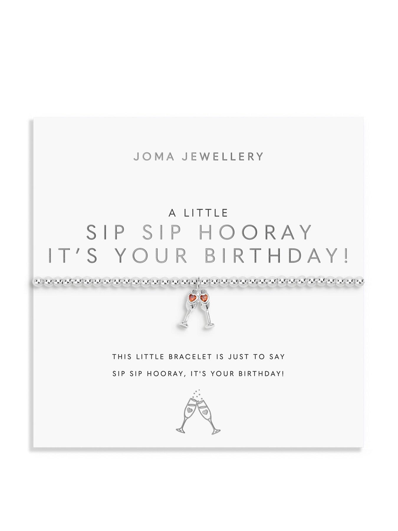 Image 1 of 5 of Joma Jewellery A LITTLE , SIP SIP HOORAY IT'S YOUR BIRTHDAY! , Silver Plated , Bracelet , 17.5cm stretch