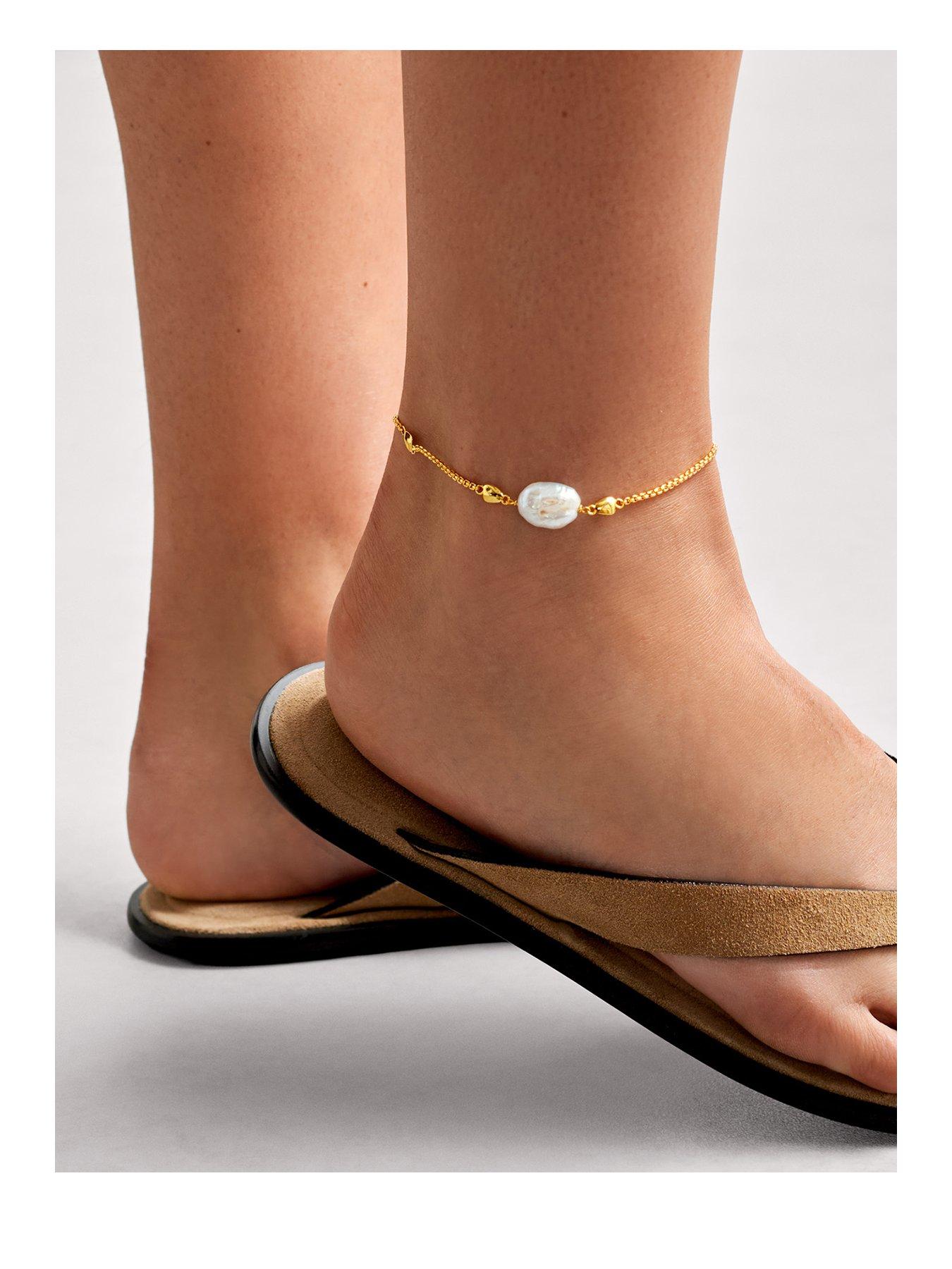 katie-loxton-sol-pearl-anklet-gold-coated-23cm-3cm-extenderfront