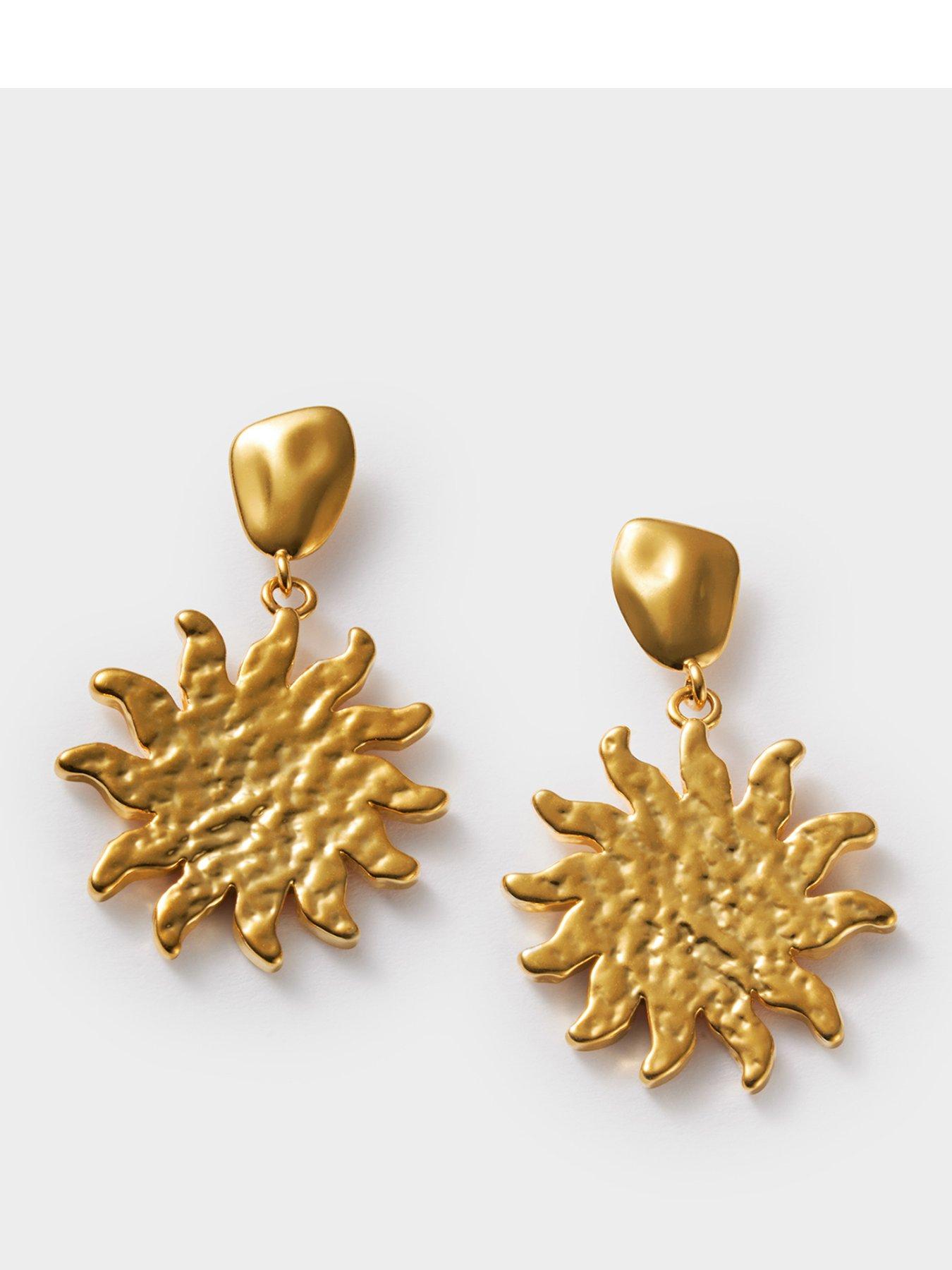 Image 1 of 4 of Katie Loxton SOLESI SUN EARRINGS , Gold Coated , 2.6cm x 1.8cm x 0.2cm