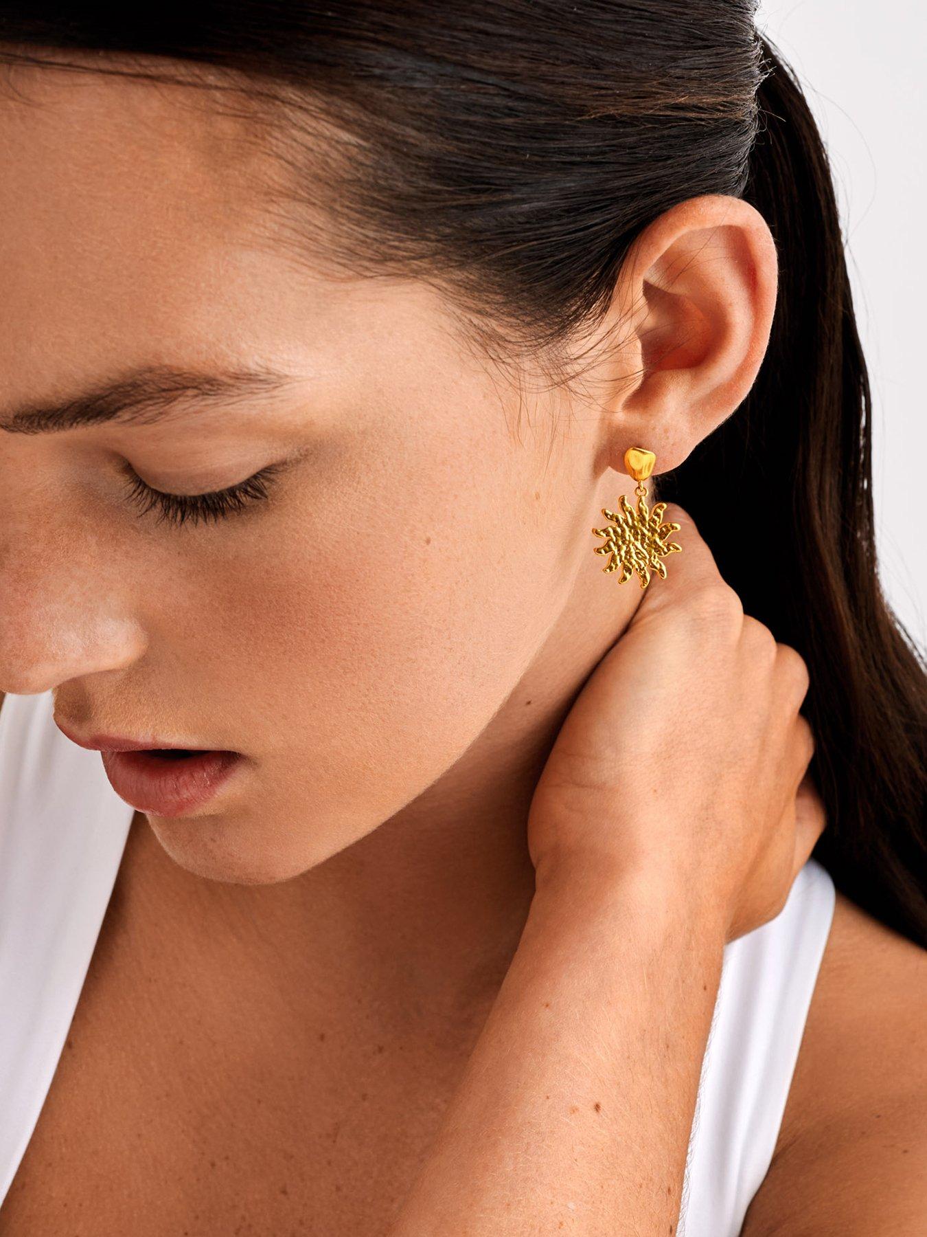 Image 2 of 4 of Katie Loxton SOLESI SUN EARRINGS , Gold Coated , 2.6cm x 1.8cm x 0.2cm