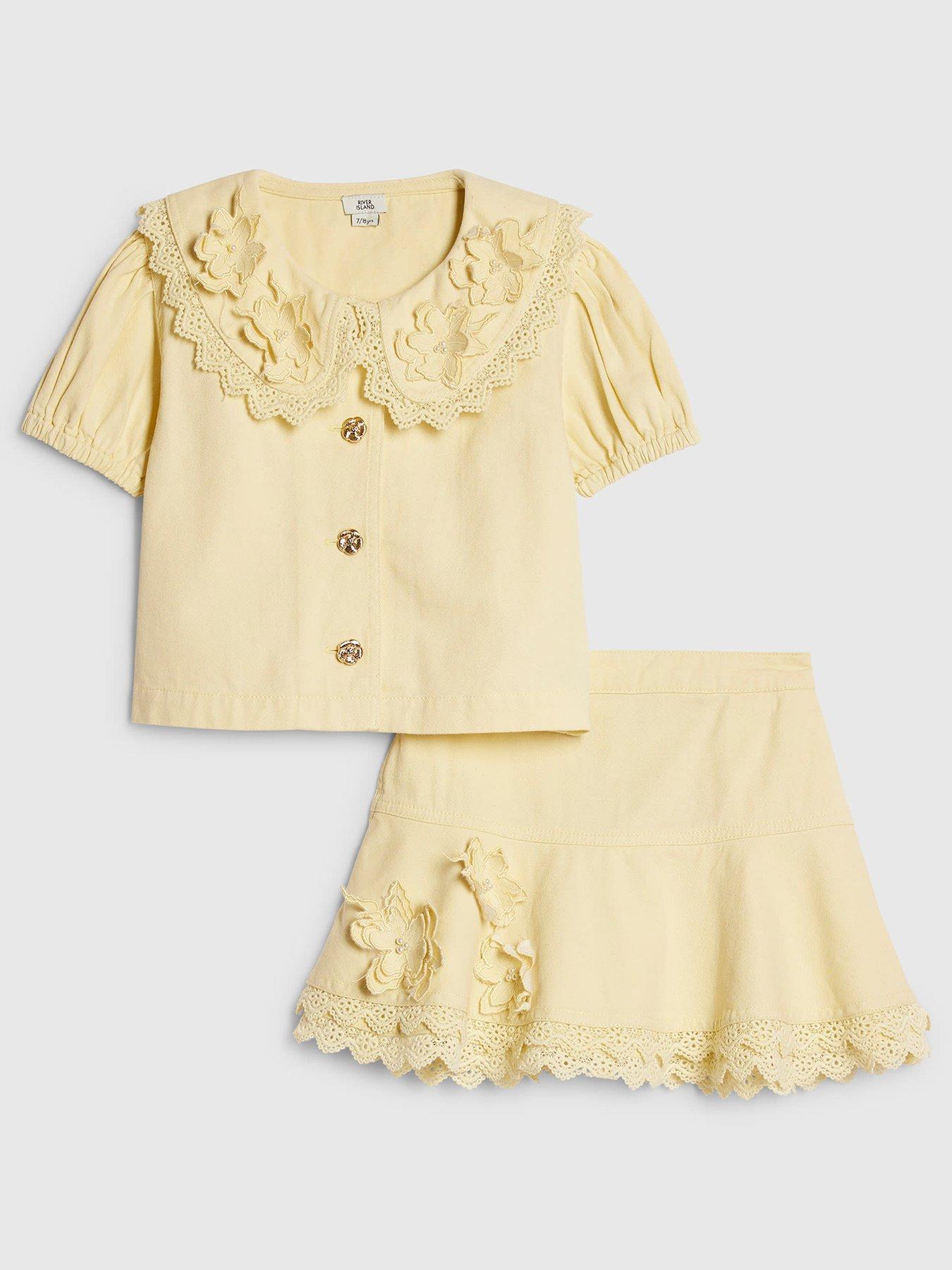 river-island-older-girls-flower-pearl-skirt-set-yellow