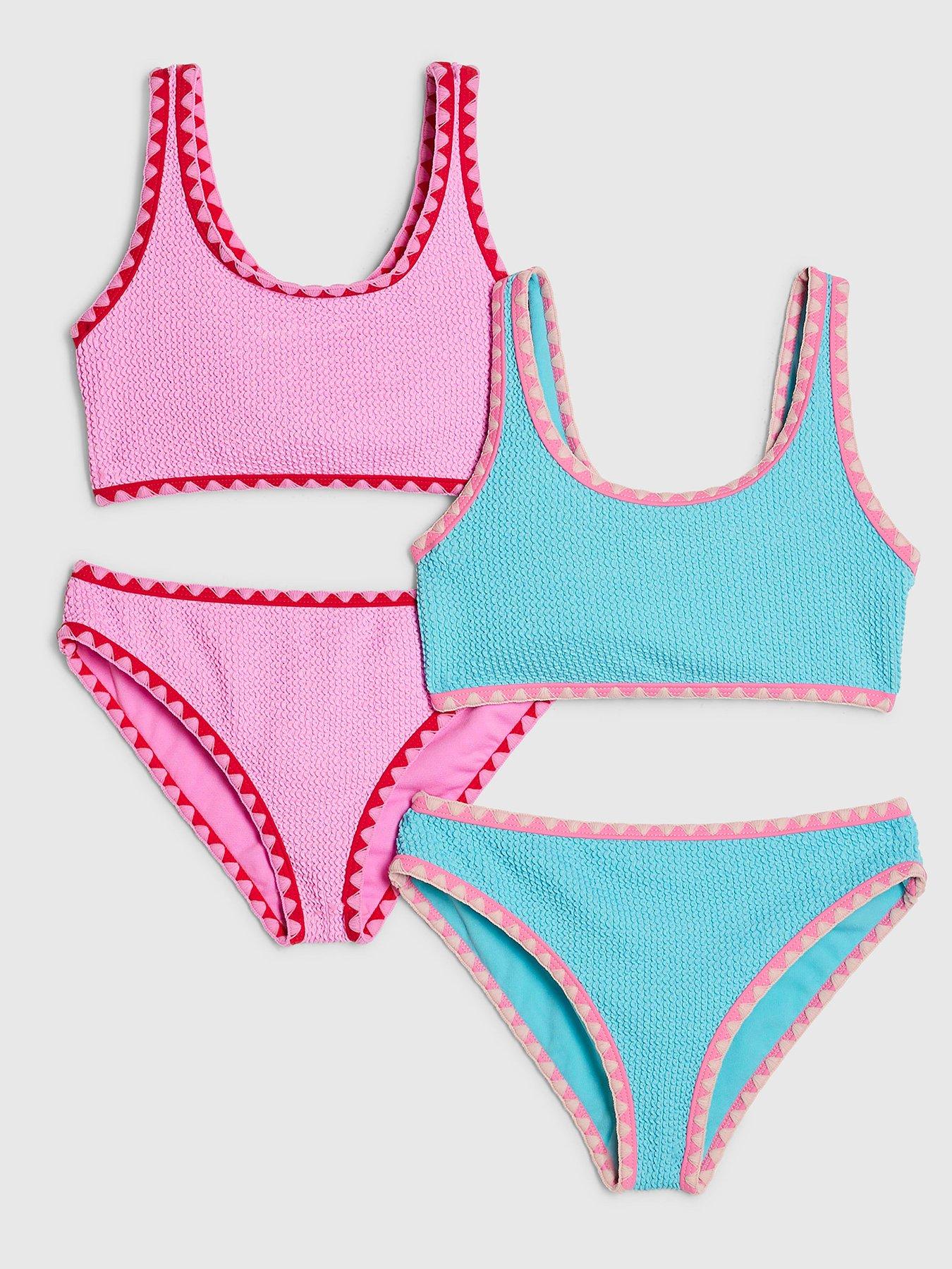river-island-older-girls-textured-2-pack-bikini-pink