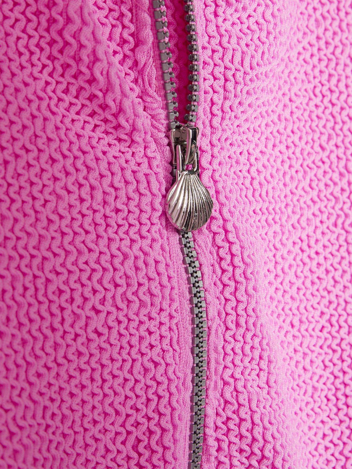 Image 4 of 5 of River Island Older Girls Textured Jacket And Bikini Set - Pink
