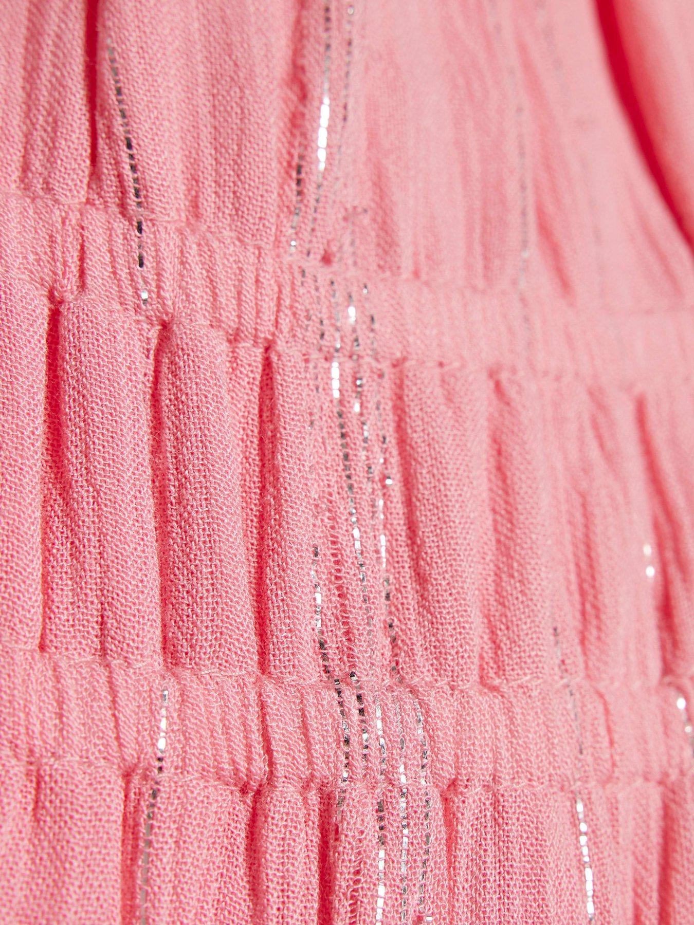 Image 3 of 4 of River Island Older Girls Tiered Shimmer Mini Dress - Pink