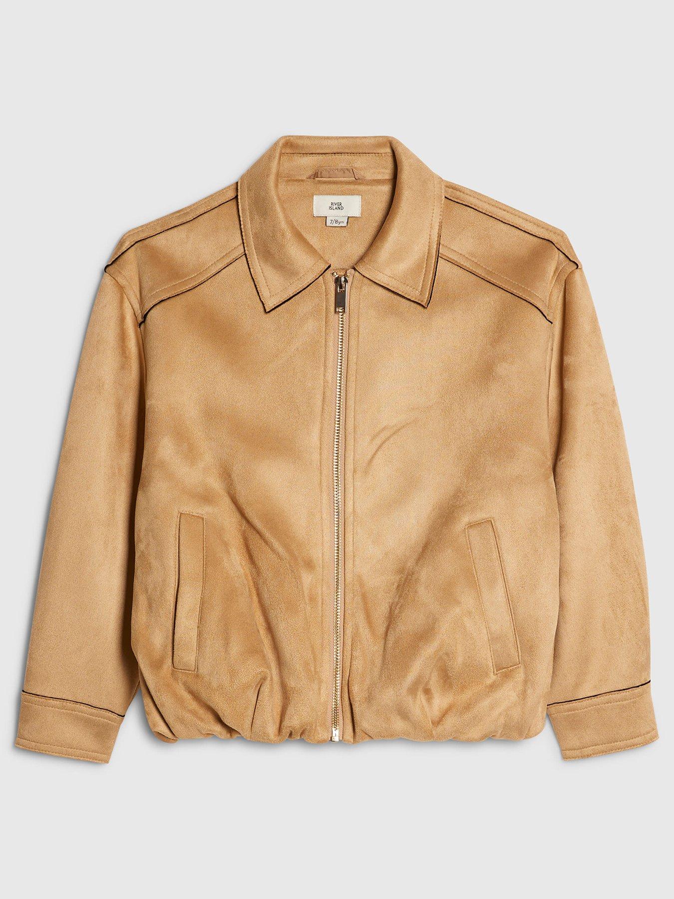 River Island Older Girls Faux Suede Bomber Jacket - Brown