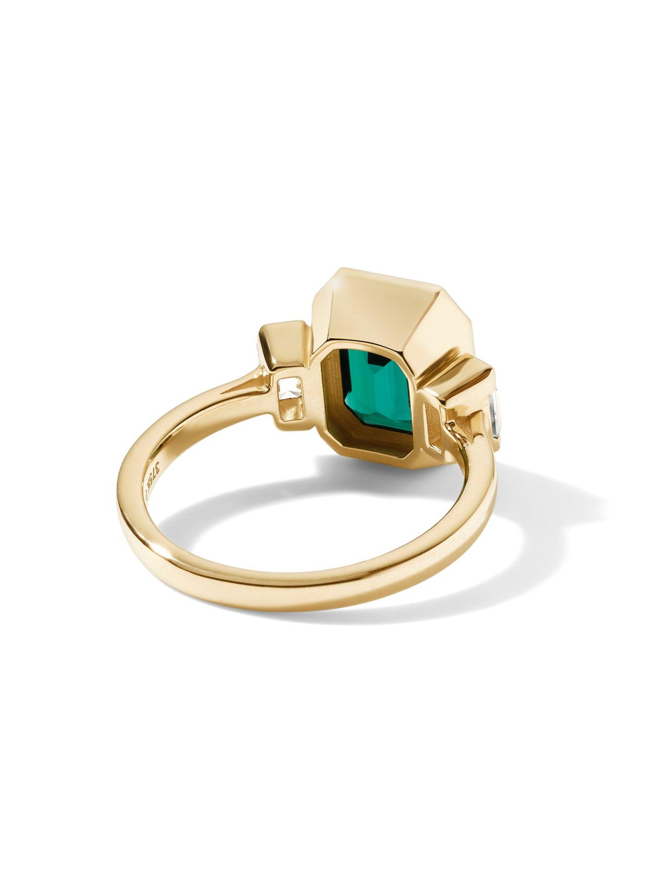 Image 3 of 6 of Created Brilliance Astrid 9ct Yellow Gold Created Emerald and 0.50ct tw. Lab Grown Diamond Trilogy Ring