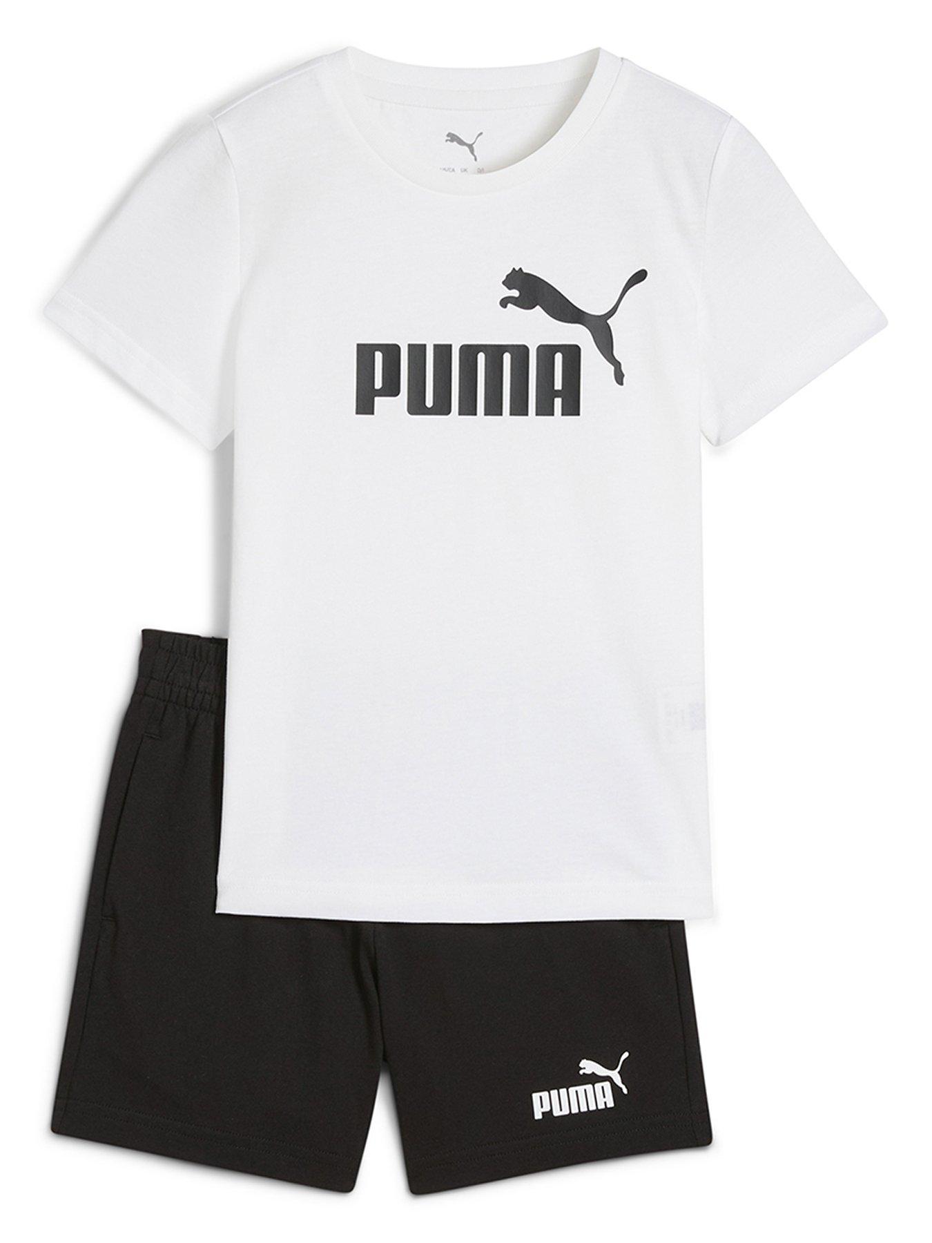 Puma Boys Logo T-Shirt and Shorts Set - Black/White