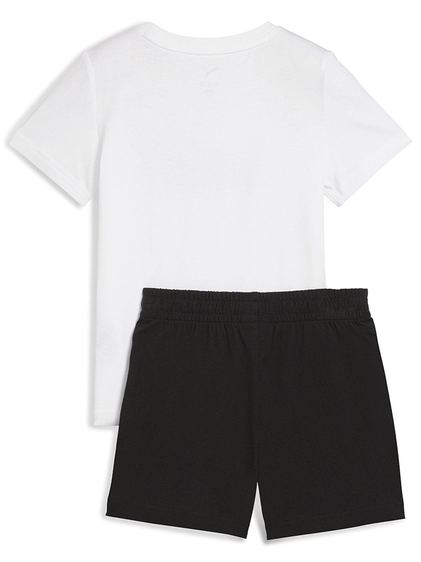 Image 2 of 2 of Puma Boys Logo T-Shirt and Shorts Set - Black/White
