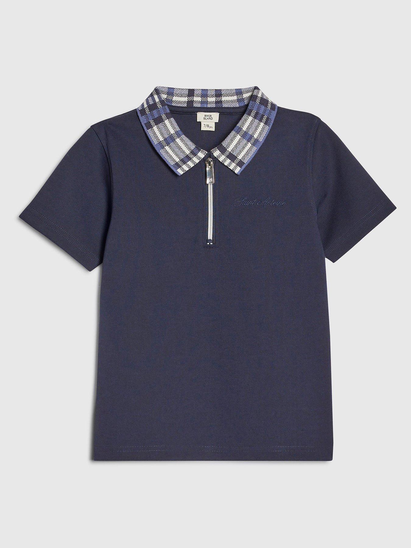 river-island-older-boys-check-collar-polo-shirt-navy