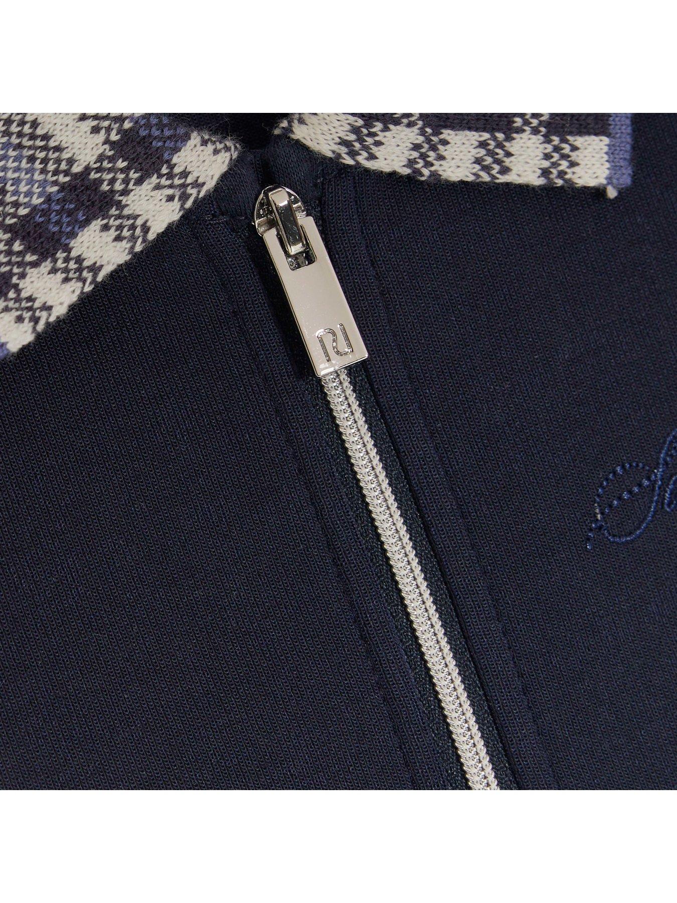 river-island-older-boys-check-collar-polo-shirt-navydetail