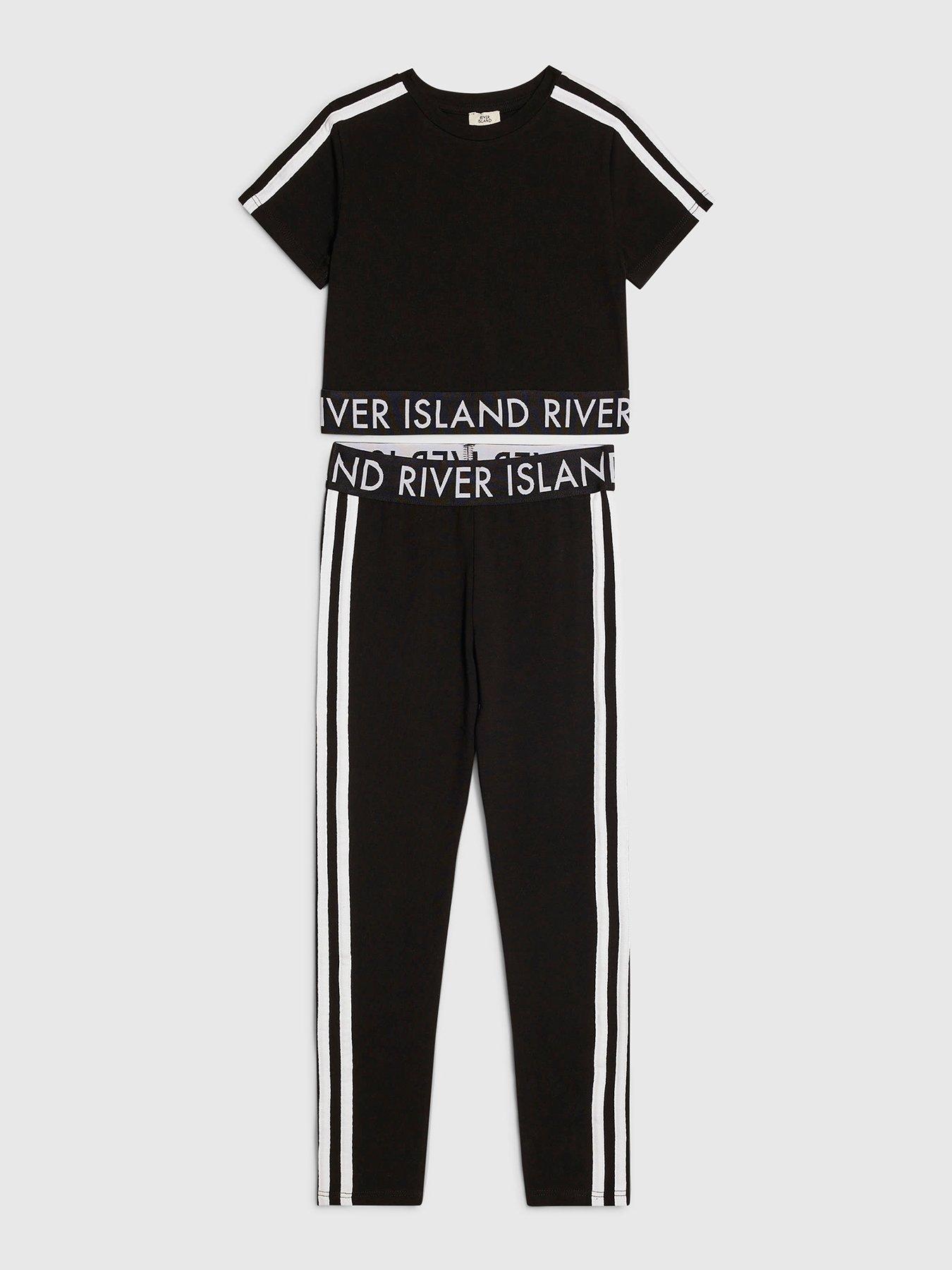 river-island-older-girls-branded-side-stripe-t-shirt-set-black