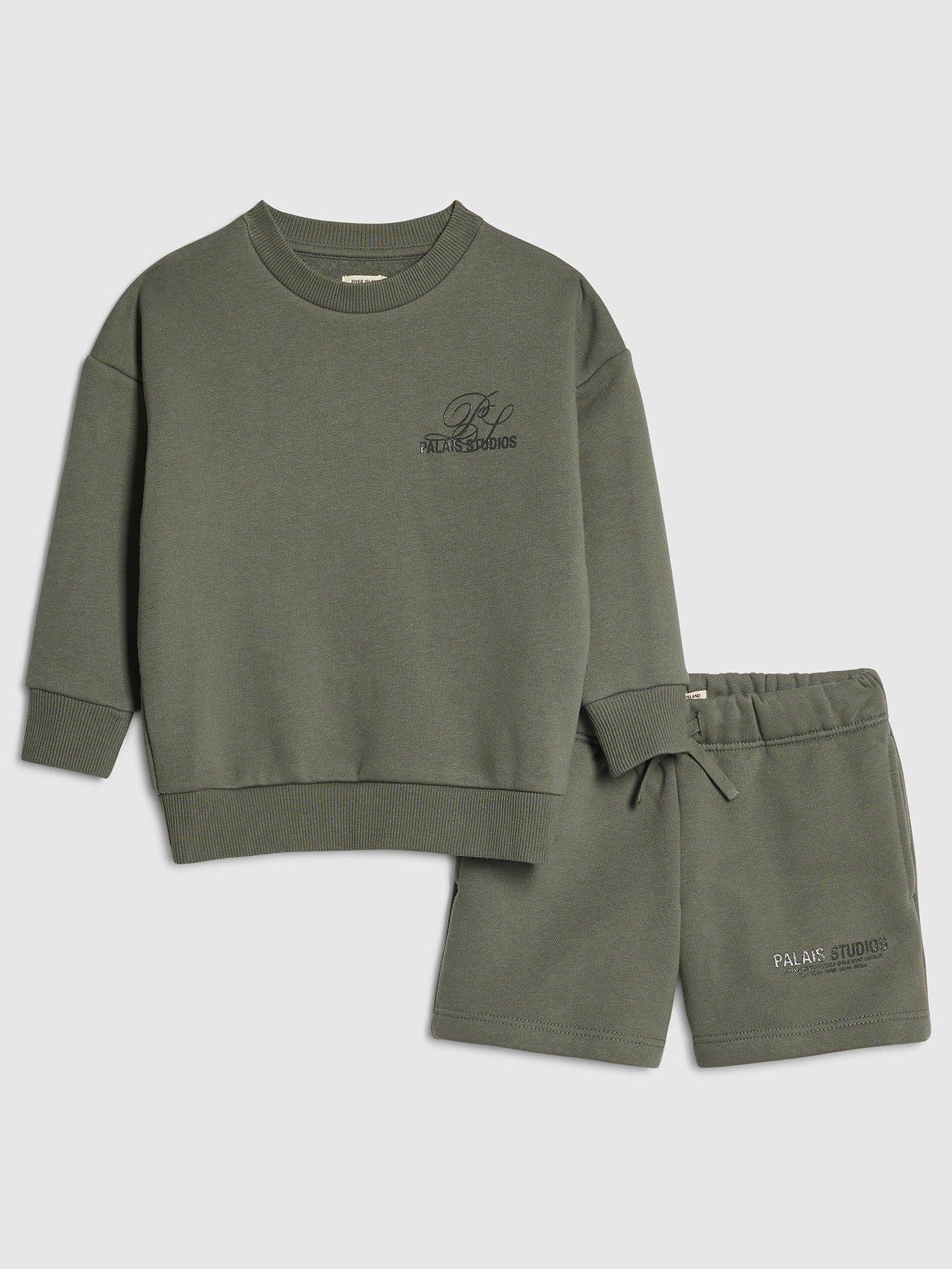 Image 2 of 5 of River Island Mini Boys Palais Sweat Set - Green