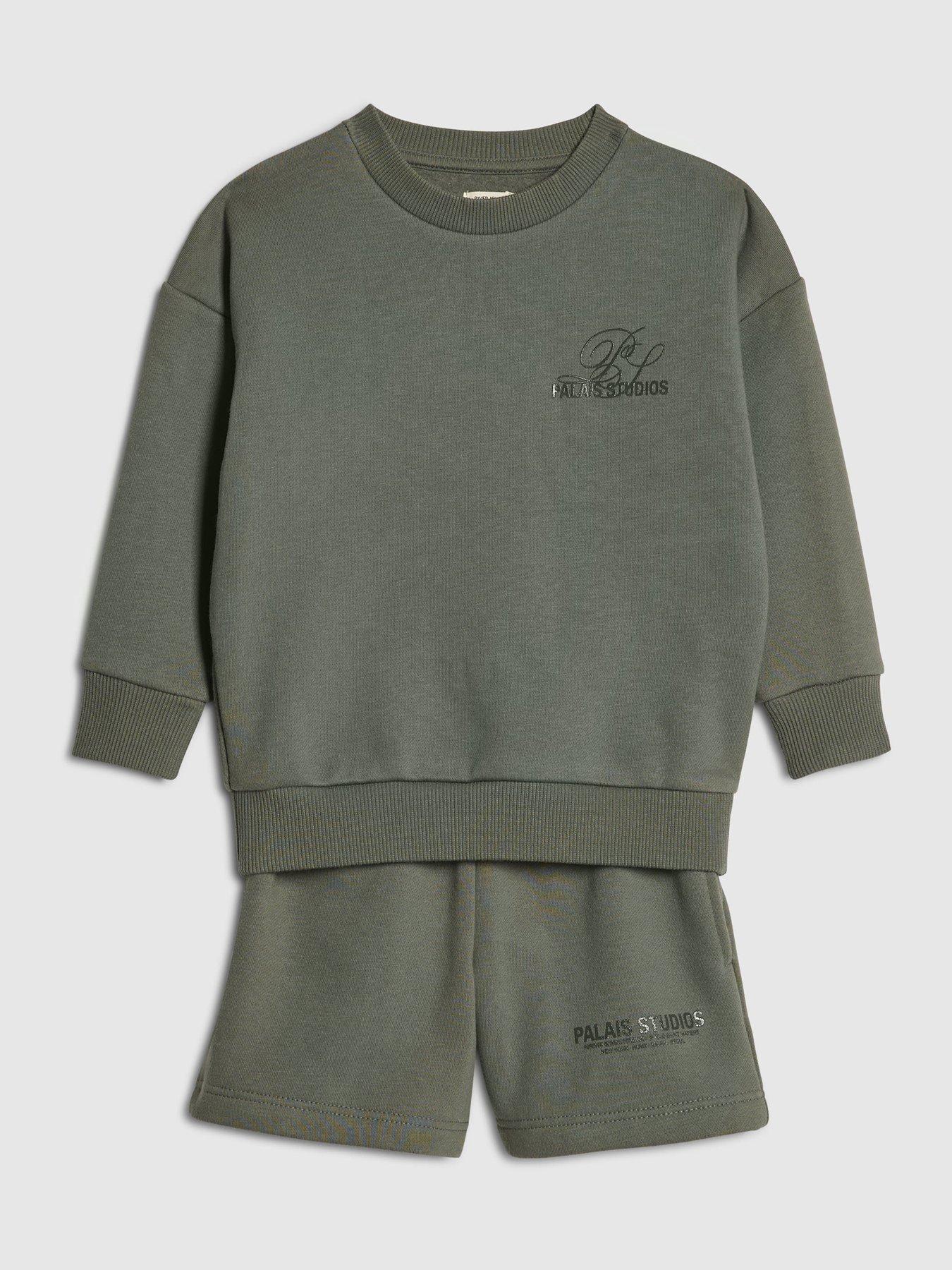 Image 3 of 5 of River Island Mini Boys Palais Sweat Set - Green