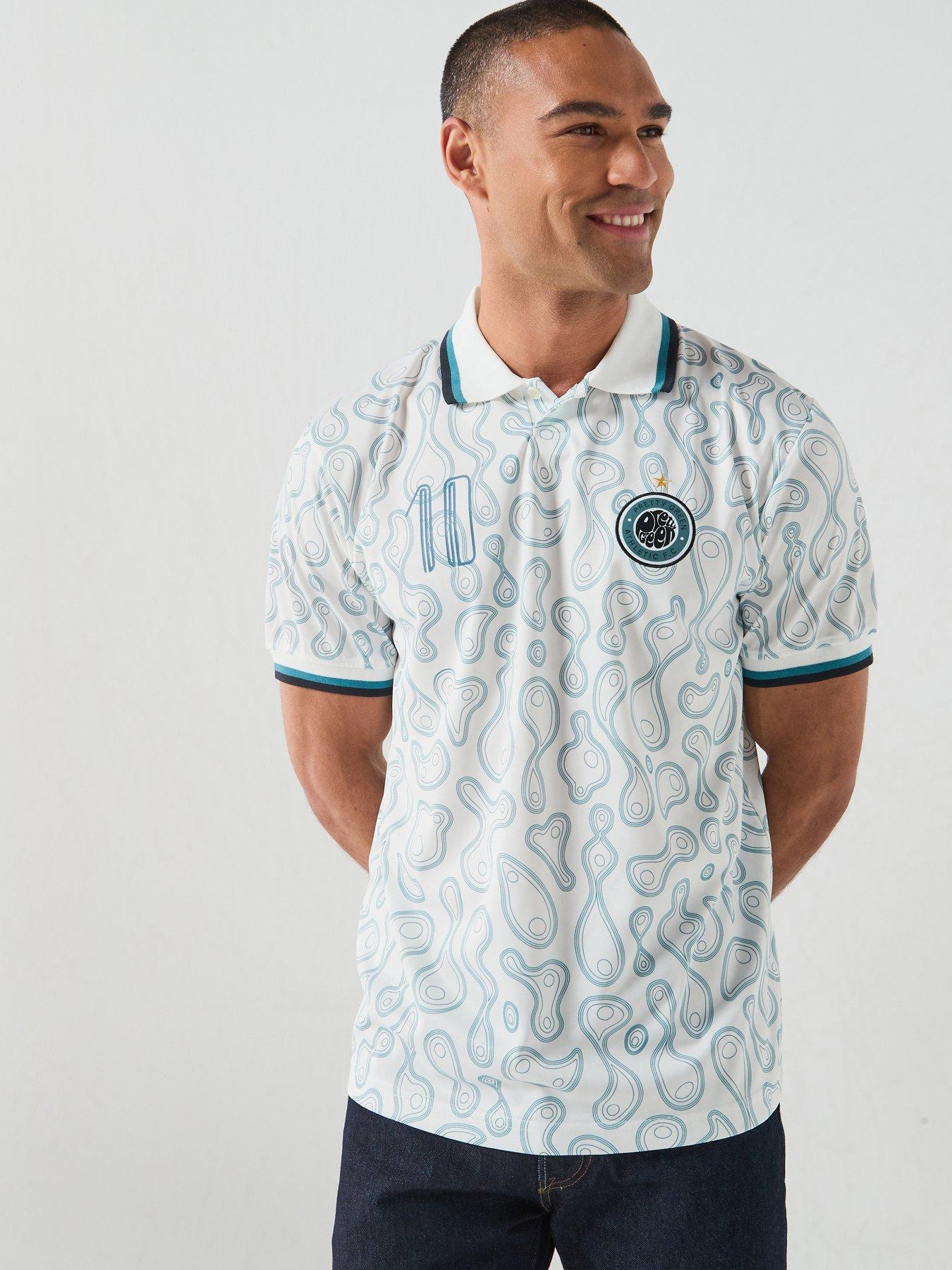 Pretty Green Outro Printed Short Sleeve Football Polo Shirt - White