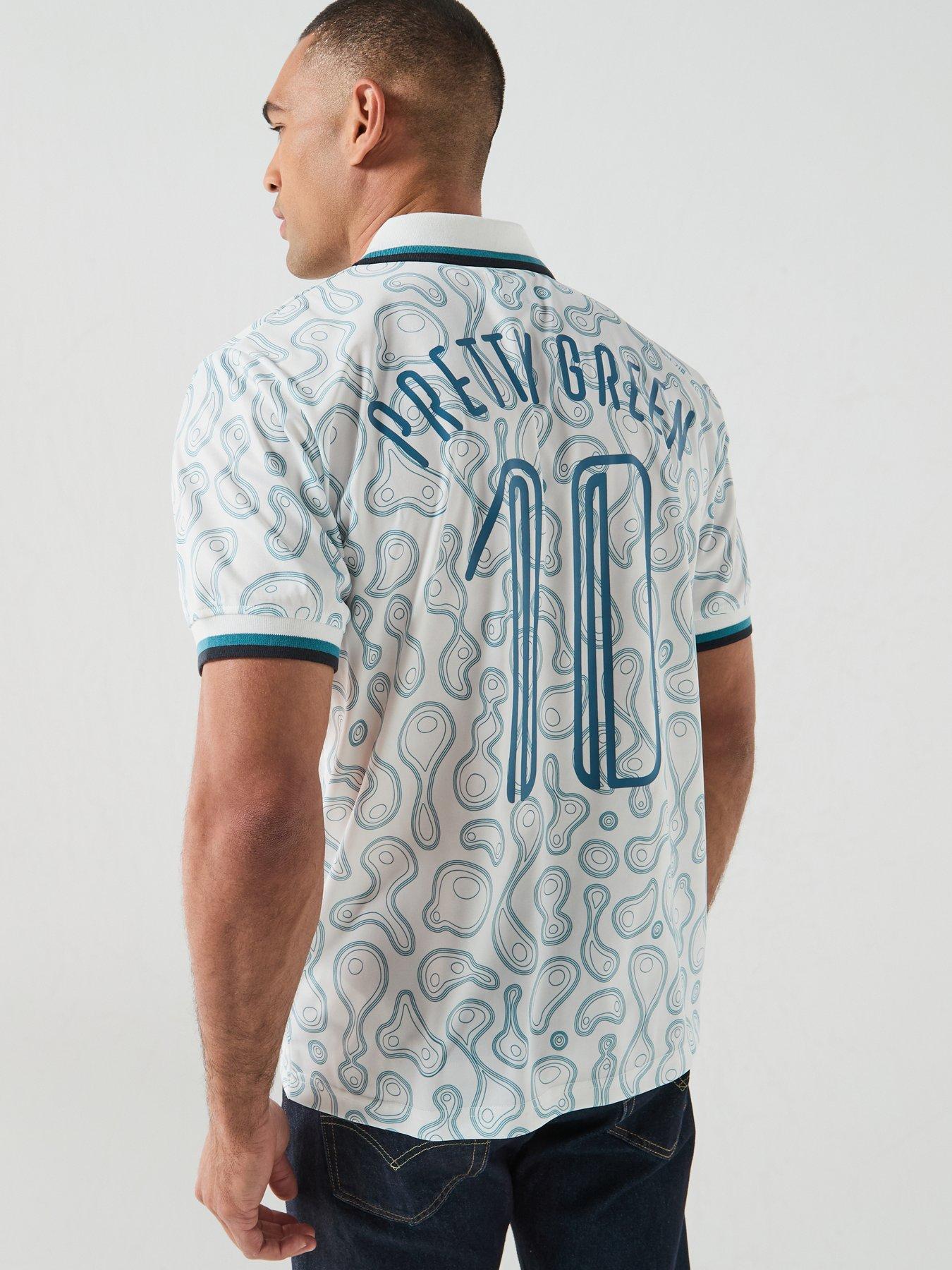 Image 2 of 6 of Pretty Green Outro Printed Short Sleeve Football Polo Shirt - White