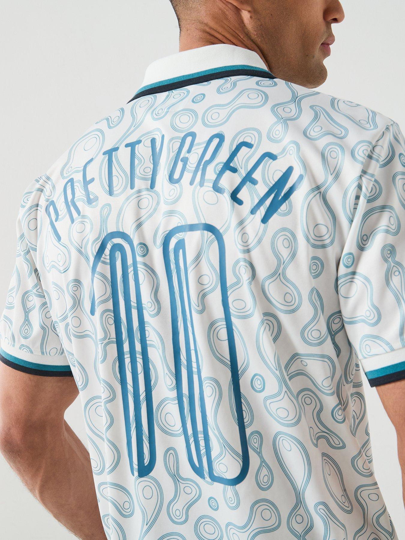 Image 5 of 6 of Pretty Green Outro Printed Short Sleeve Football Polo Shirt - White