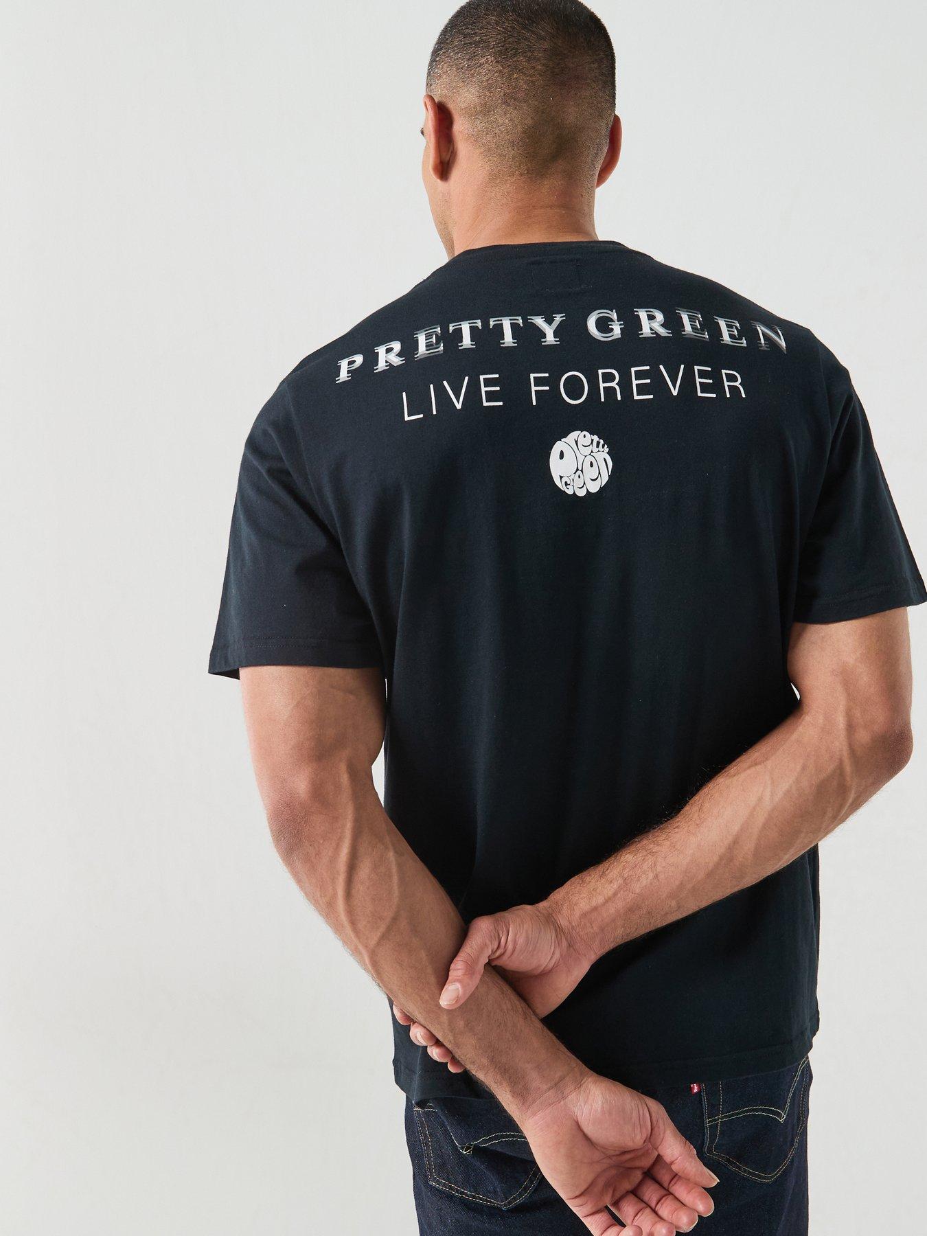 Image 1 of 6 of Pretty Green Refractive Boxy Fit Short Sleeve T-Shirt - Black