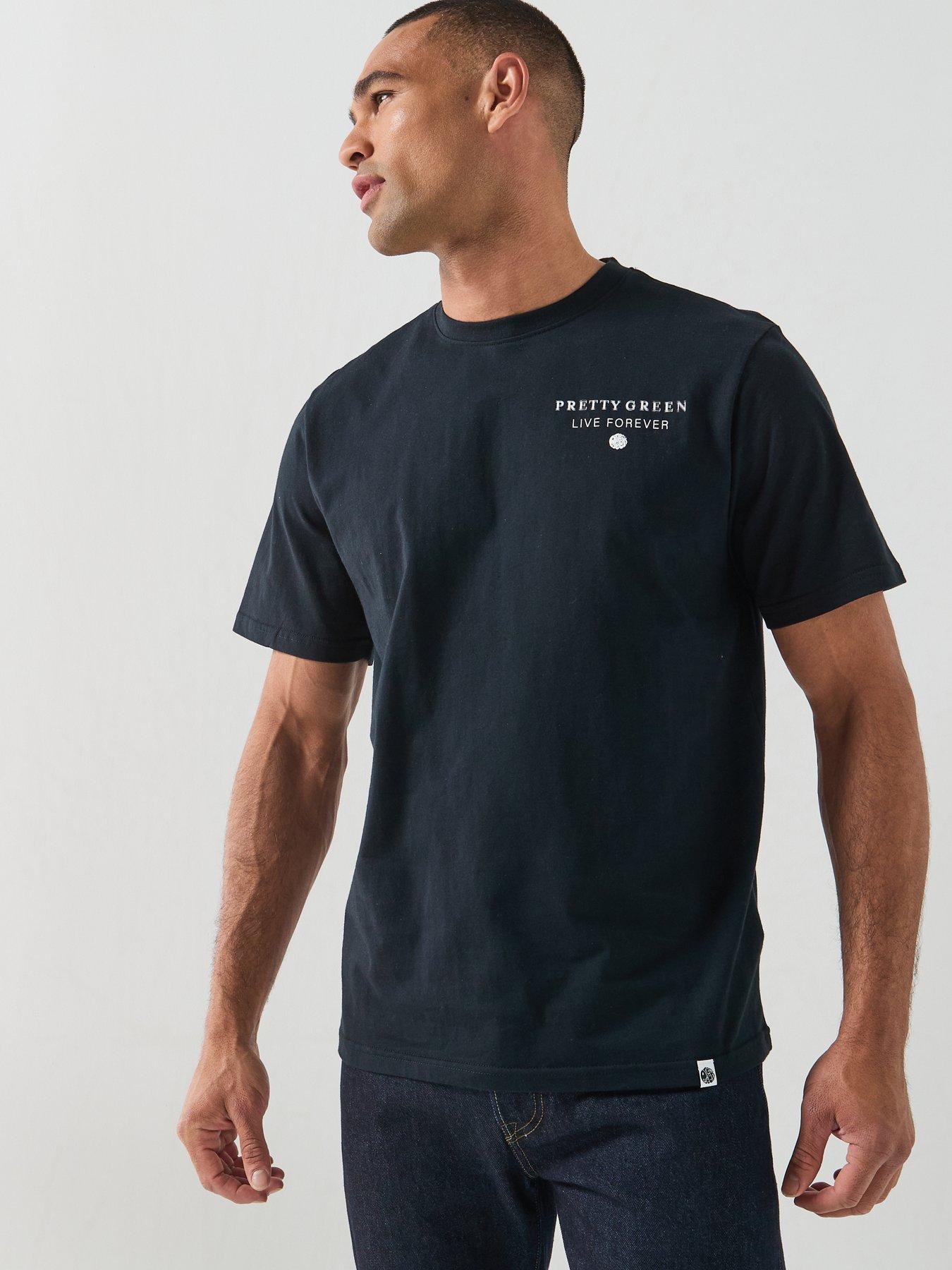 Image 2 of 6 of Pretty Green Refractive Boxy Fit Short Sleeve T-Shirt - Black