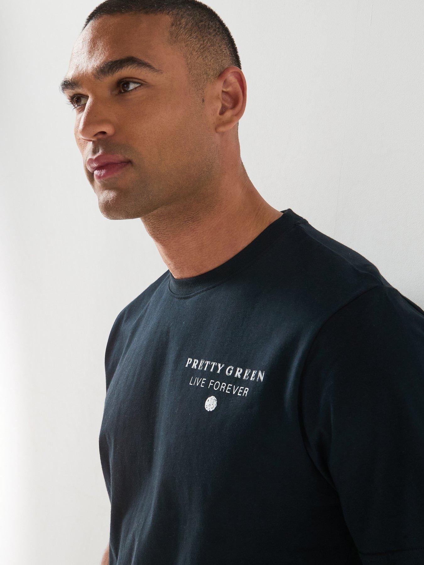 Image 4 of 6 of Pretty Green Refractive Boxy Fit Short Sleeve T-Shirt - Black